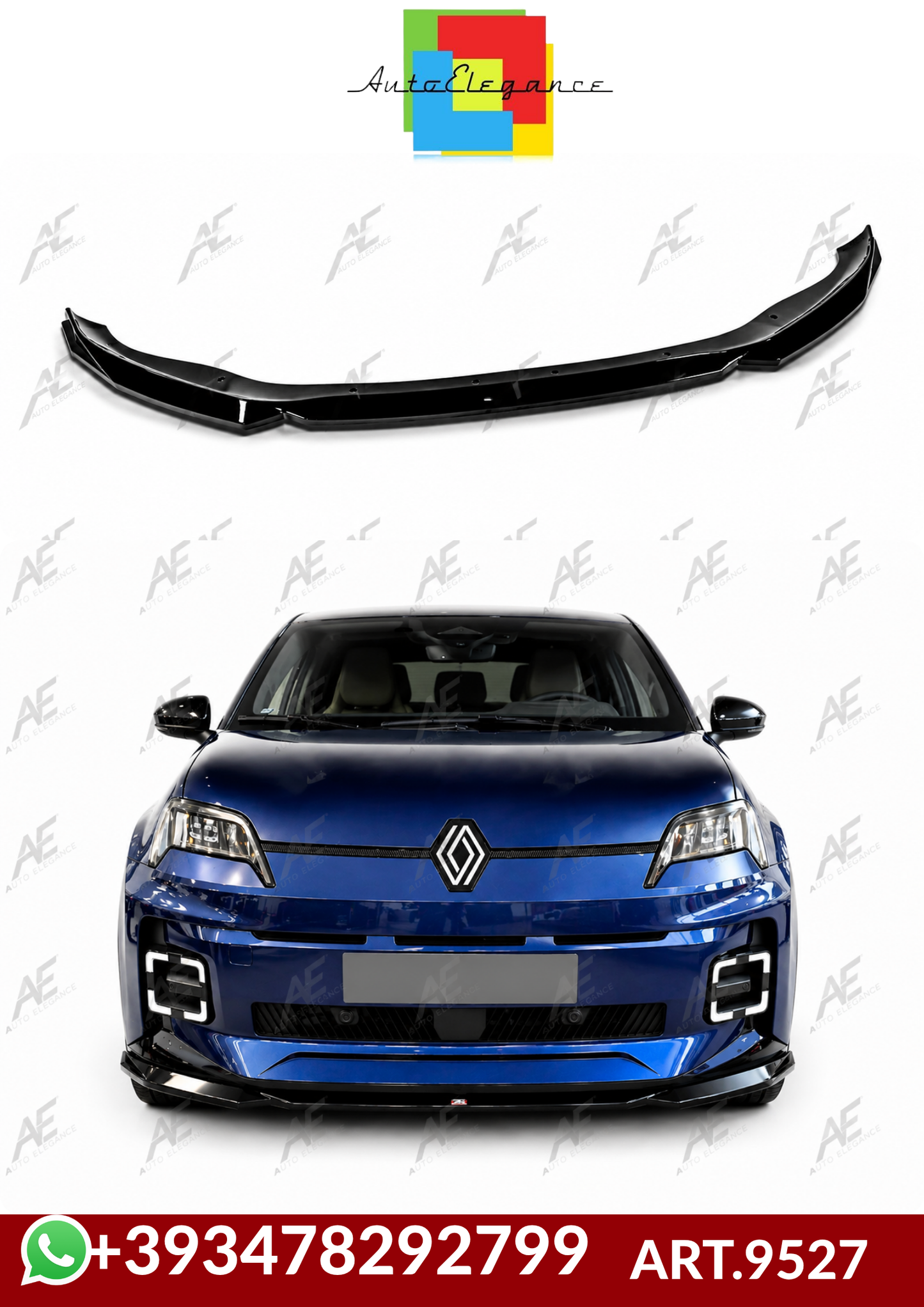 💕ART.9527  Splitter  Renault 5 E-Tech Nero  lucido💕