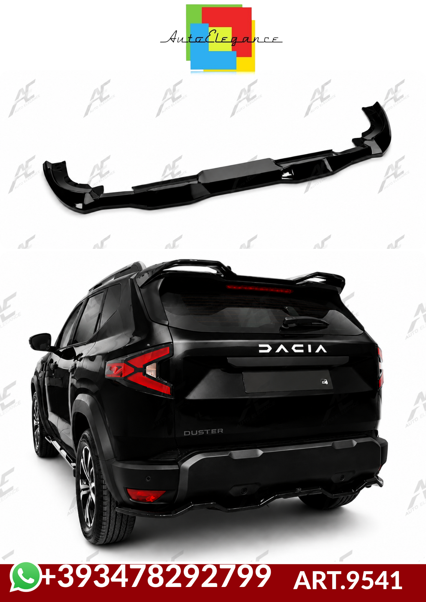 💕ART.9541 Splitter posteriore Dacia Duster Mk3 NERO  LUCIDO 💕