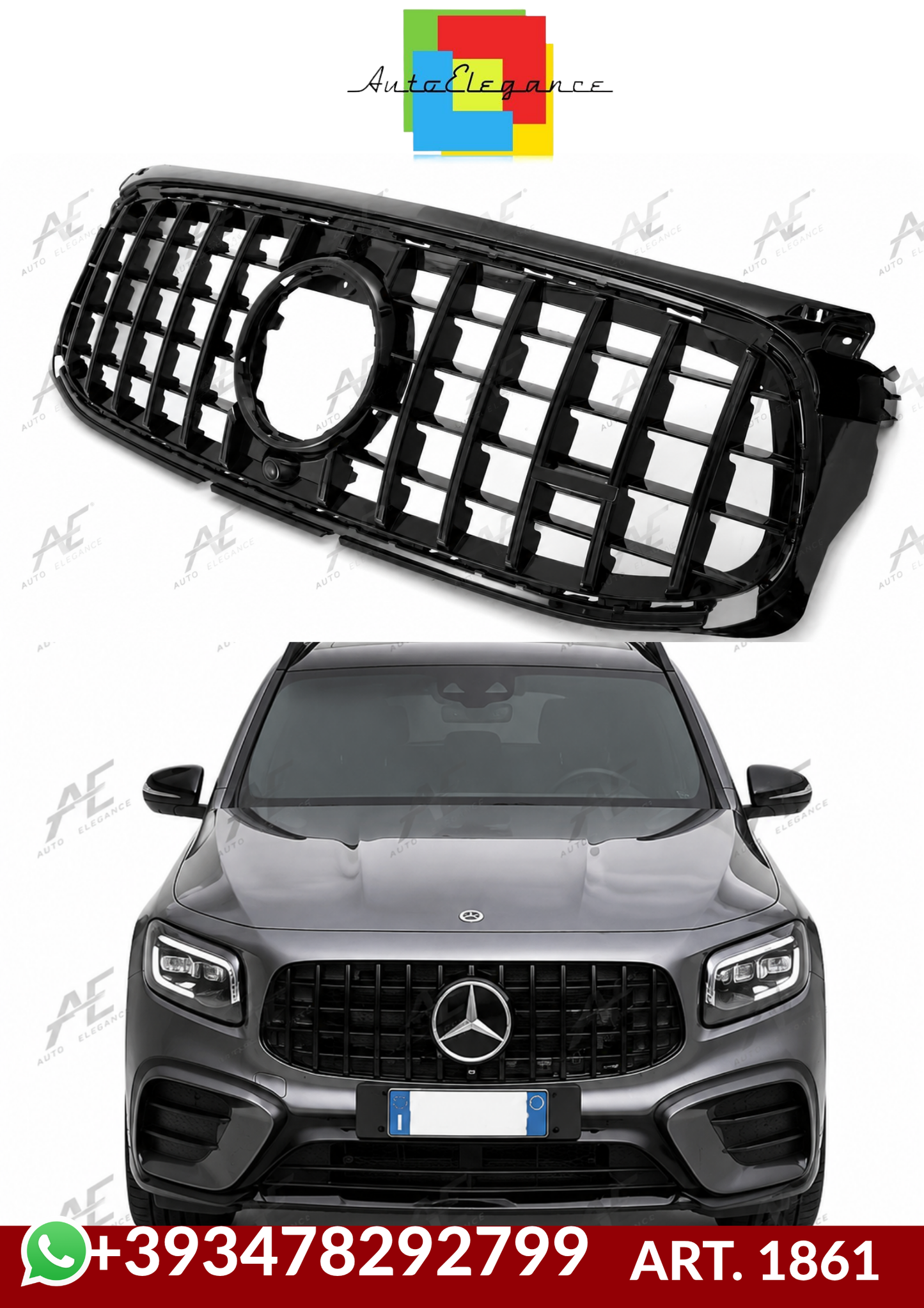 💕ART. 1861 GRIGLIA M.BENZ GLB X247 2019-2023 AMG LOOK GT NERO LUCIDO 💕
