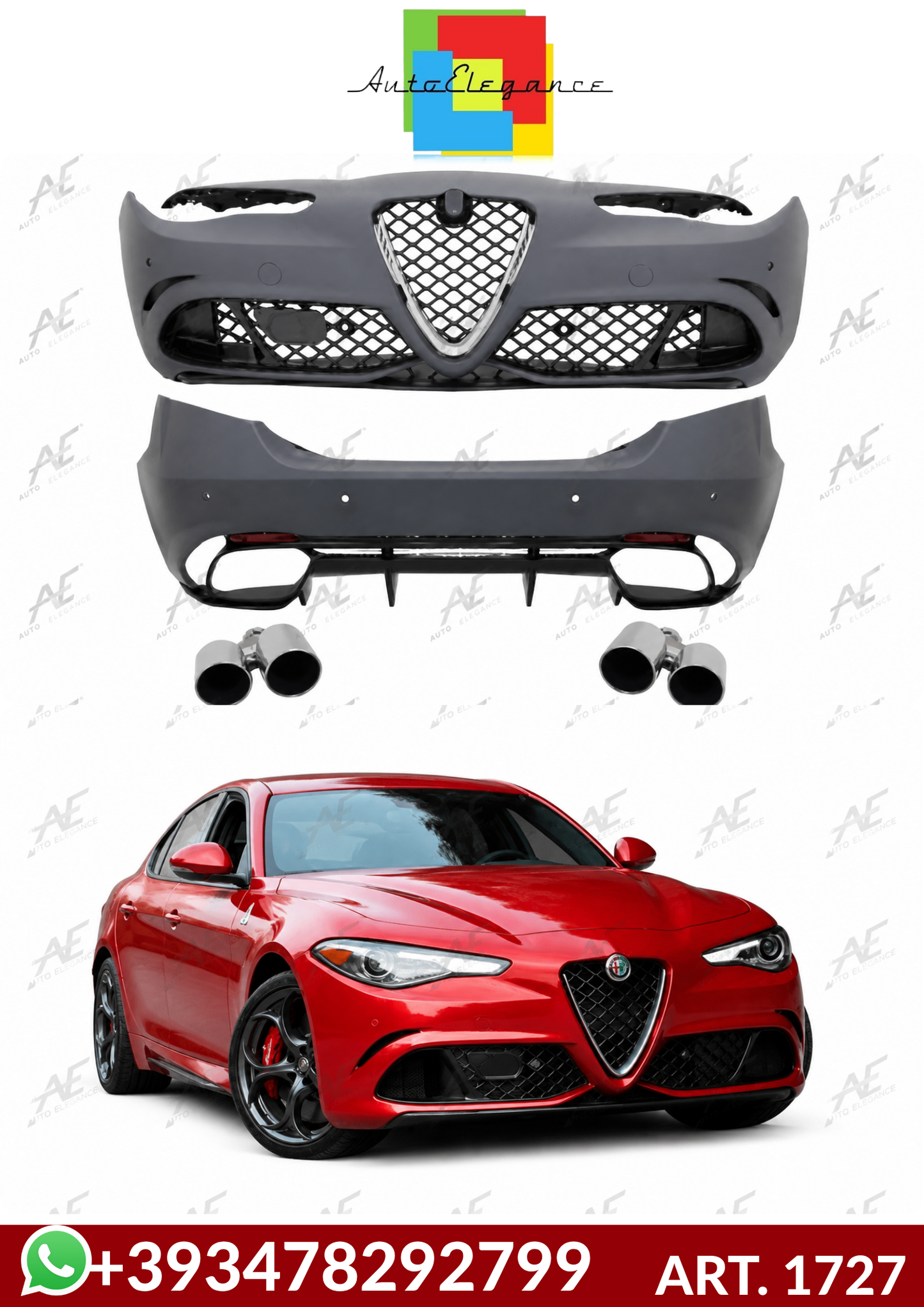 💕ART. 1727 BODYKIT ALFA  ROMEO GIULIA 952 Q4 2016+ LOOK QUADRIFOGLIO💕