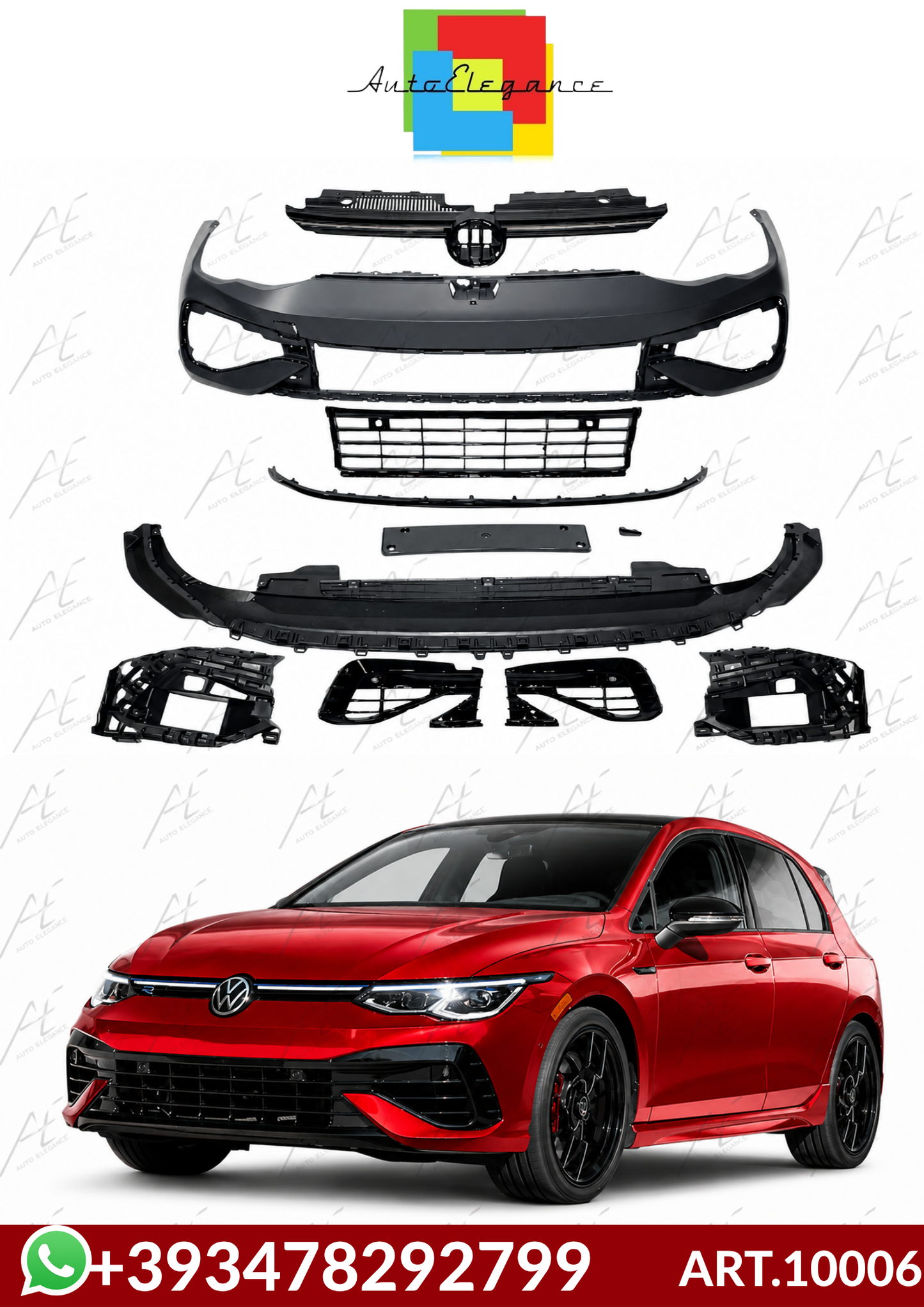 💕ART.10006 PARAURTI  ANTERIORI  Volkswagen Golf 8 2019-2023 Look R💕