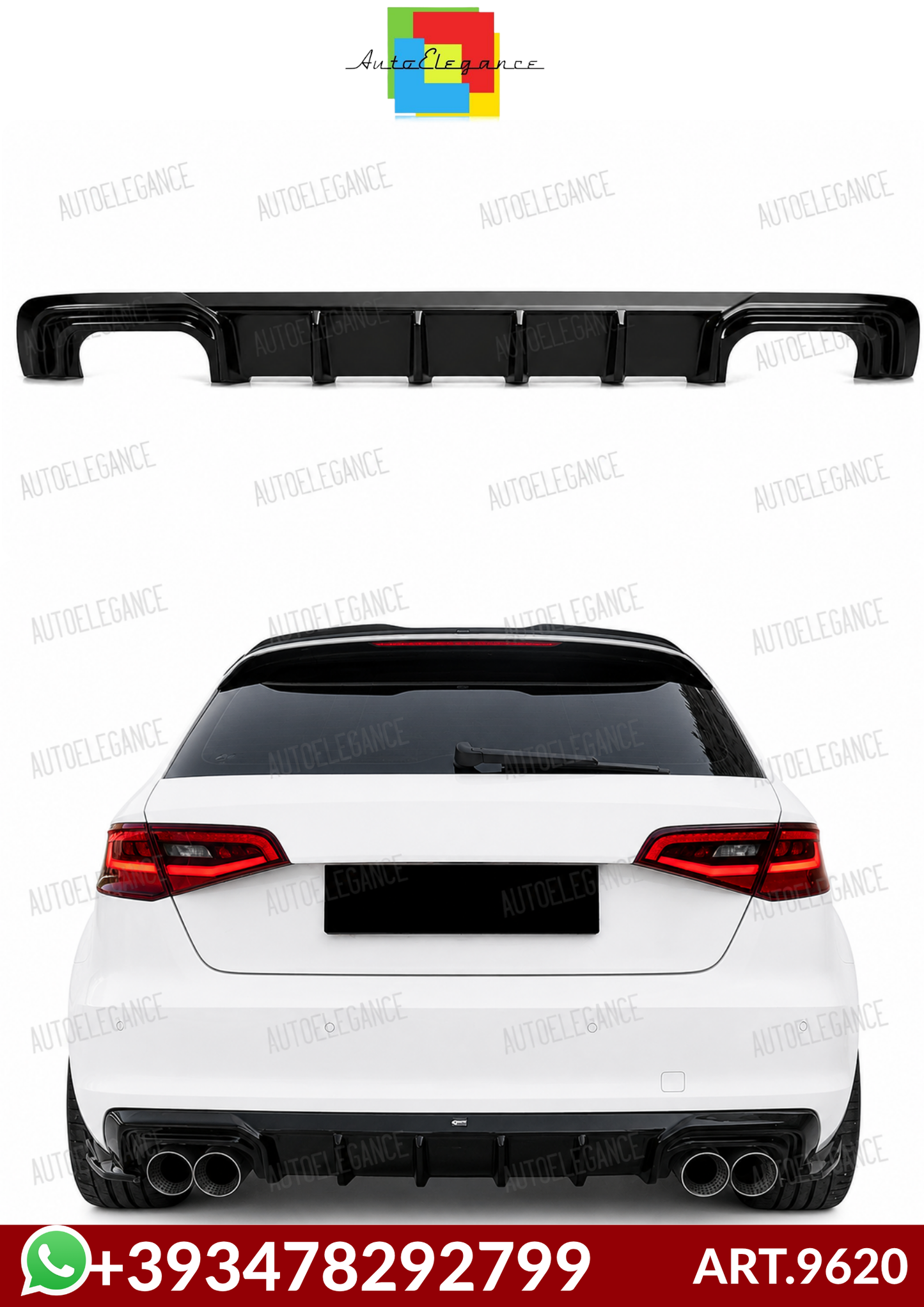 💕ART.9620 Diffusore AUDI A3 8V Sportback 2013-2016 STANDARD NERO LUCIDO💕