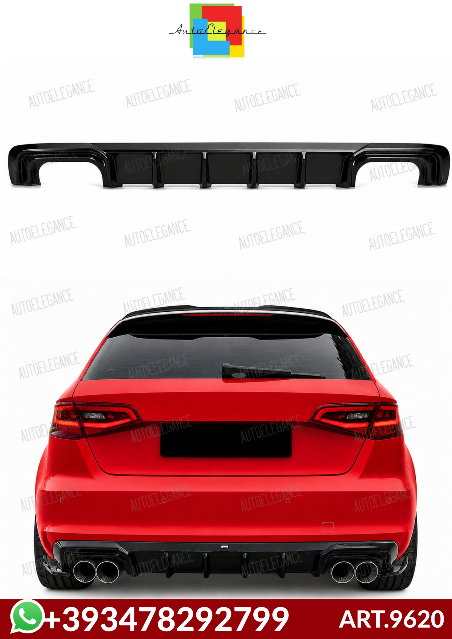 💕ART.9620 Diffusore AUDI A3 8V Sportback 2013-2016 STANDARD NERO LUCIDO💕