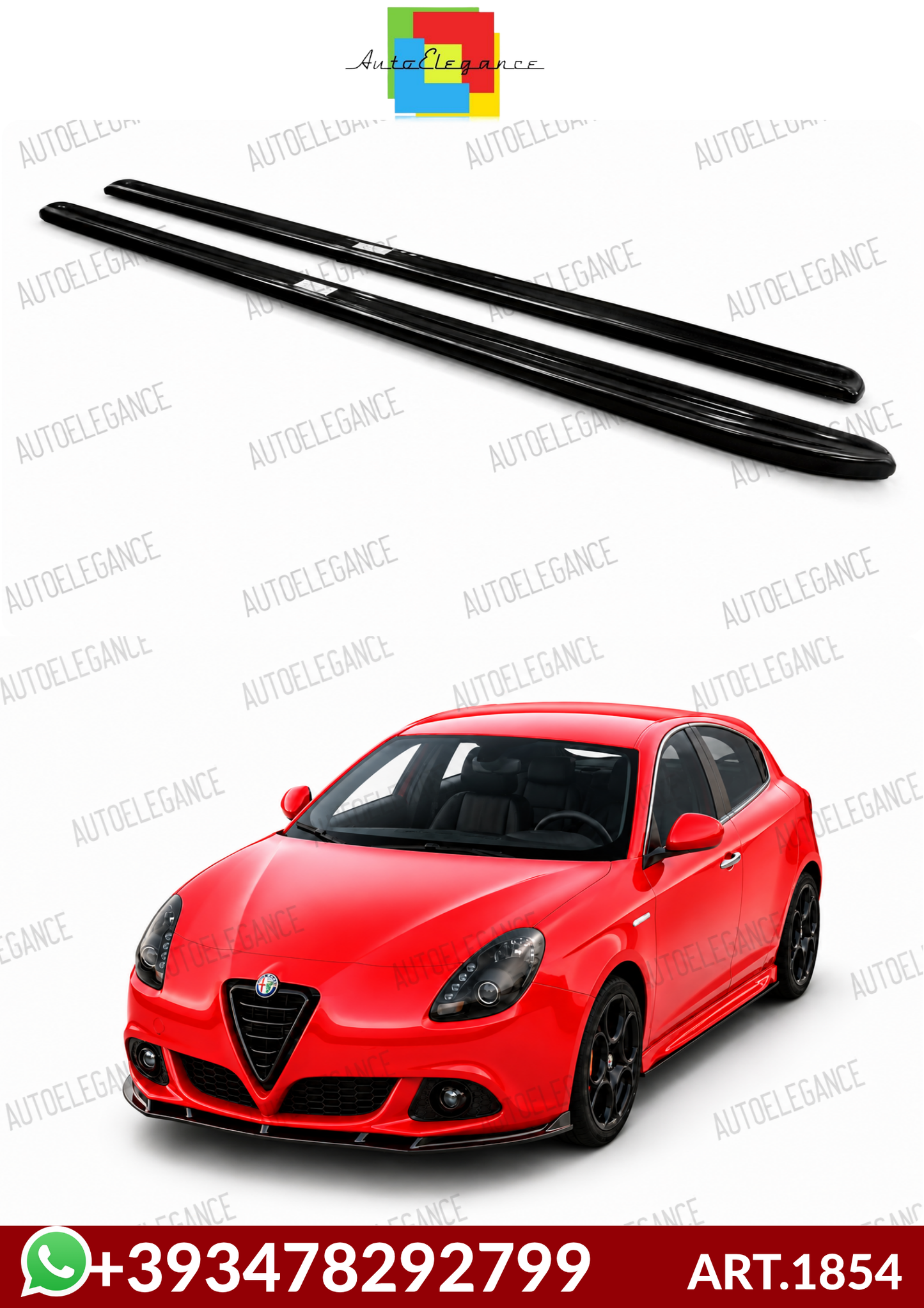 💕ART.1854  SOTTO MINIGONNE ALFA ROMEO  GIULIETTA 2010-2020 NERO LUCIDO  💕