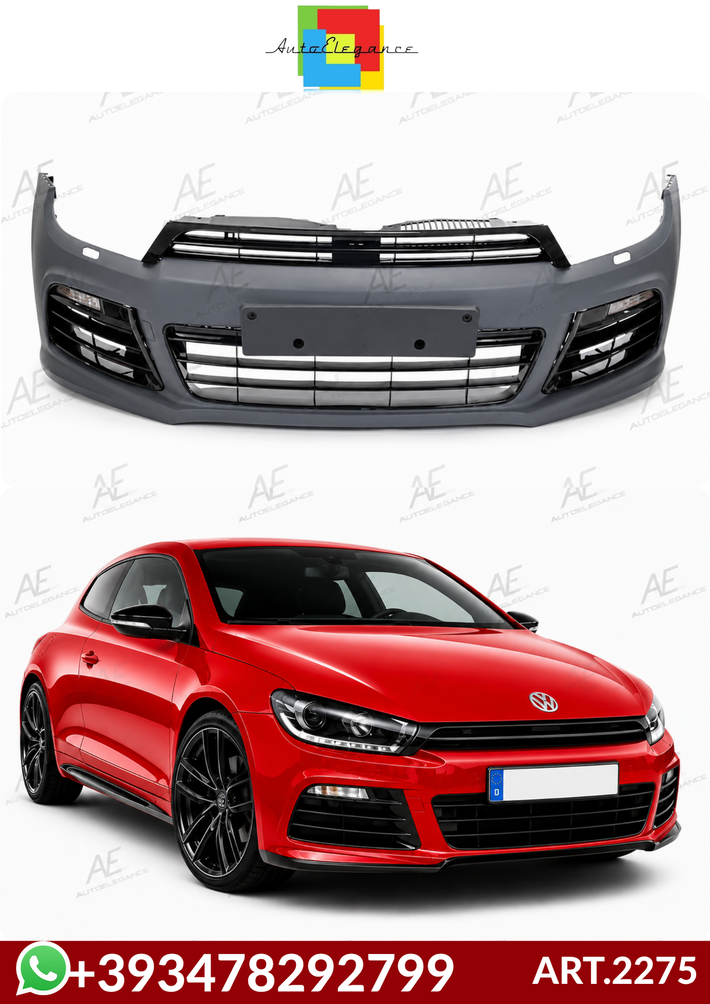 💕ART.2275  PARAURTI ANTERIORE R LOOK VW SCIROCCO III 2008-2014 💕