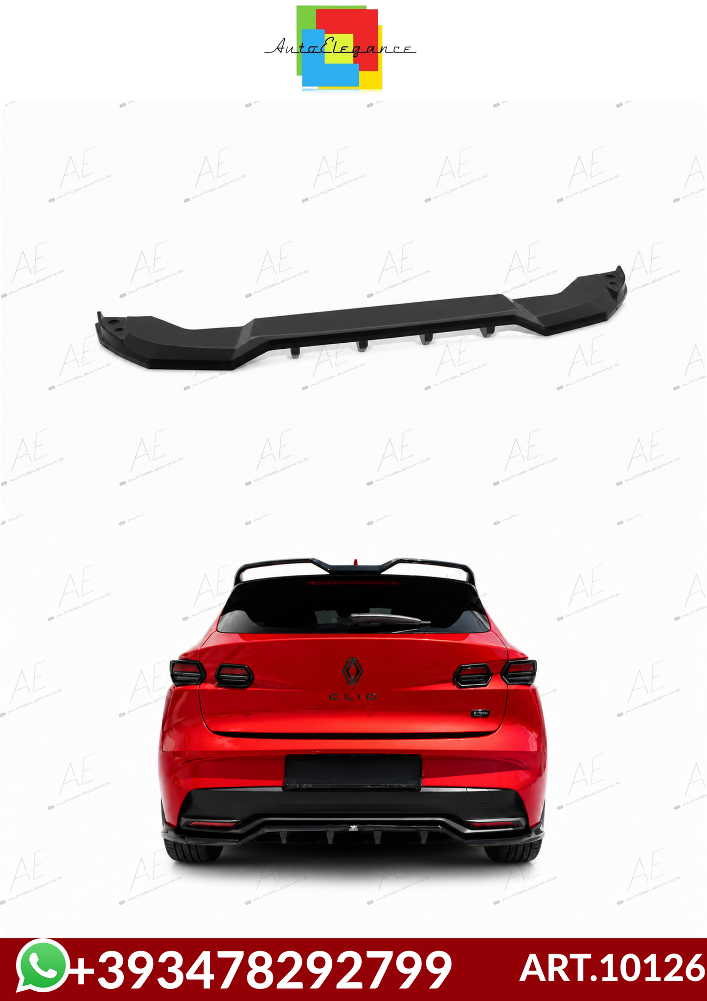 💕ART.10126 SPLITTER POSTRIORI  Renault Clio Mk6 NERO LUCIDO💕