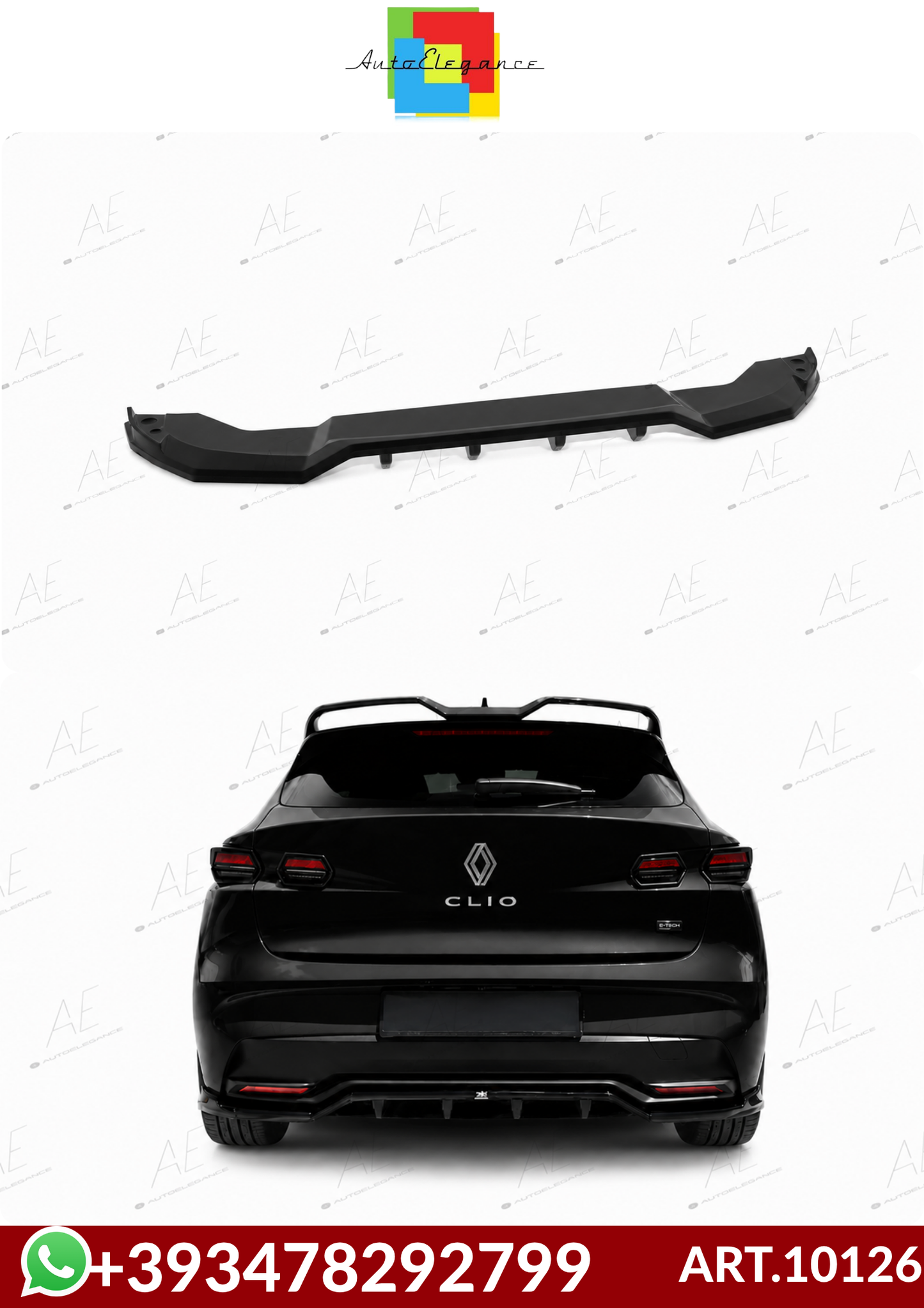 💕ART.10126 SPLITTER POSTRIORI  Renault Clio Mk6 NERO LUCIDO💕