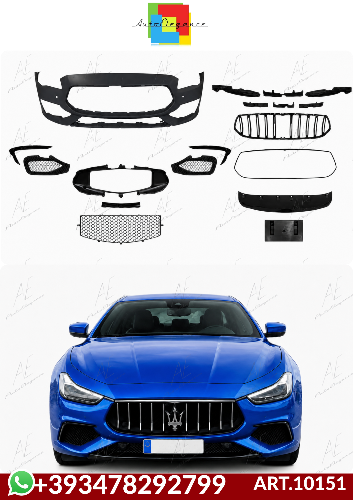 💕ART.10151   PARAURTI ANTERIORE MASERATI   QUATTROPORTE 13- LOOK TROFEO💕