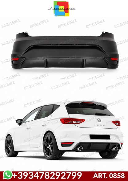💕ART. 0858 PARAURTI POSTERIORE SEAT LEON 5F 5 PORTE LOOK FR CON USCITA 1+1 💕