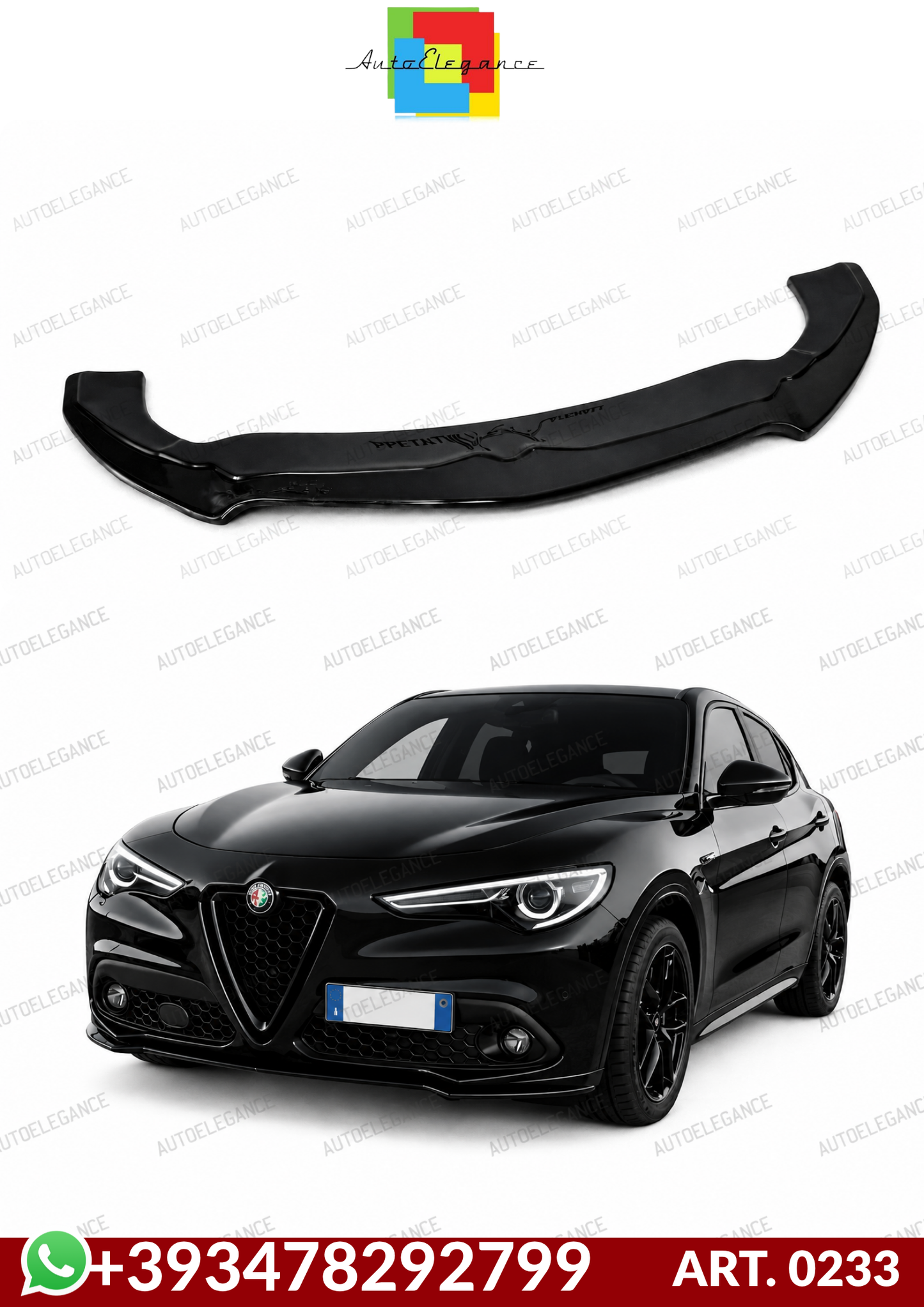 💕ART. 0233 SPLITTER ALFA ROMEO STELVIO 2016+ NERO LUCIDO💕