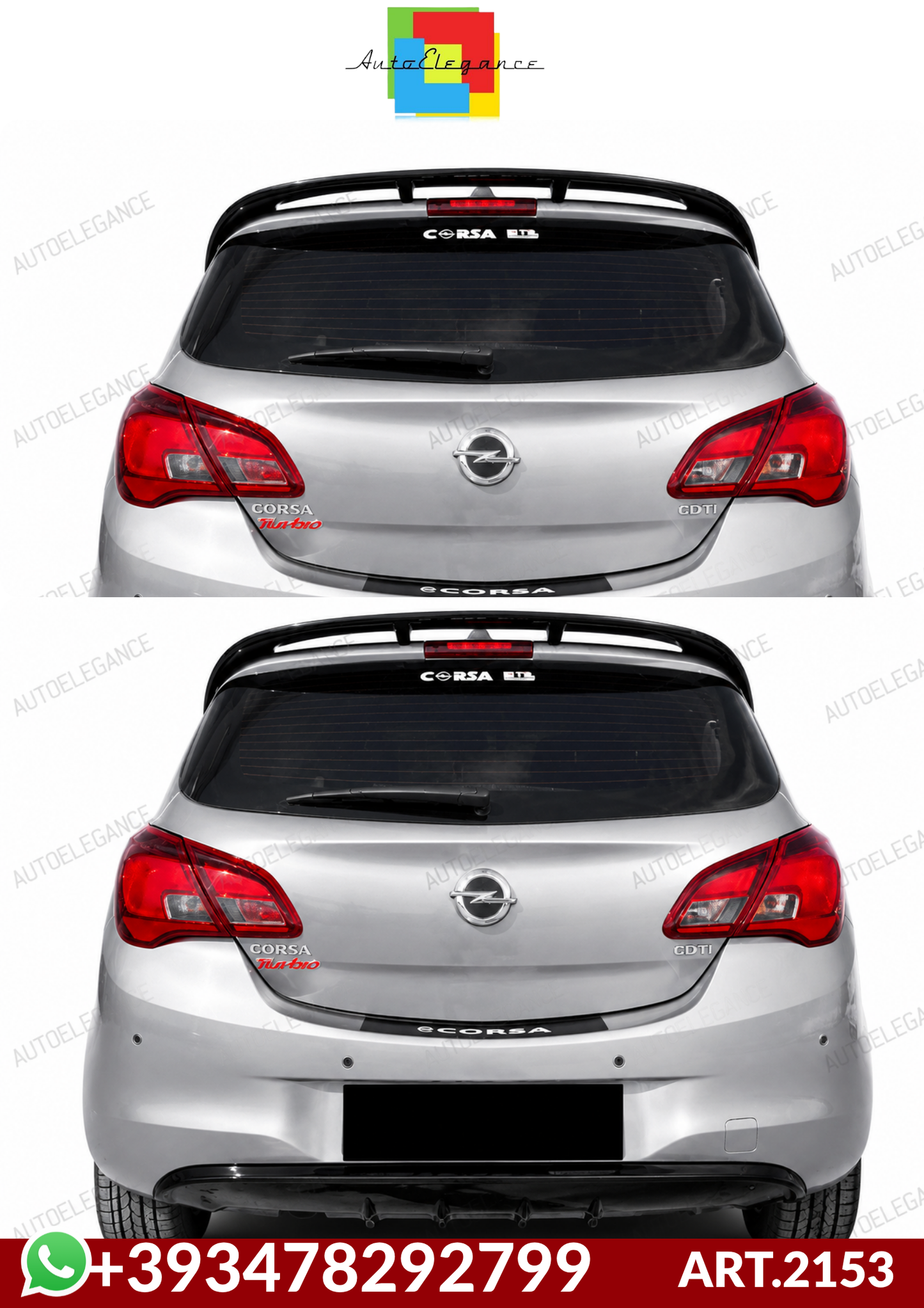 💕ART.2153 SPOILER CORSA E 5 PORTE 2014-2019 NERO LUCIDO💕