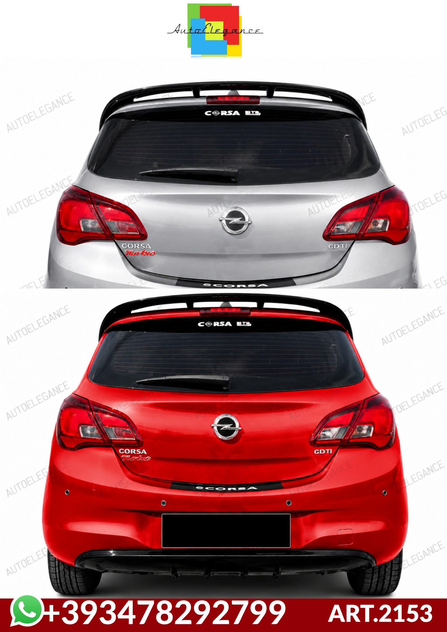 💕ART.2153 SPOILER CORSA E 5 PORTE 2014-2019 NERO LUCIDO💕