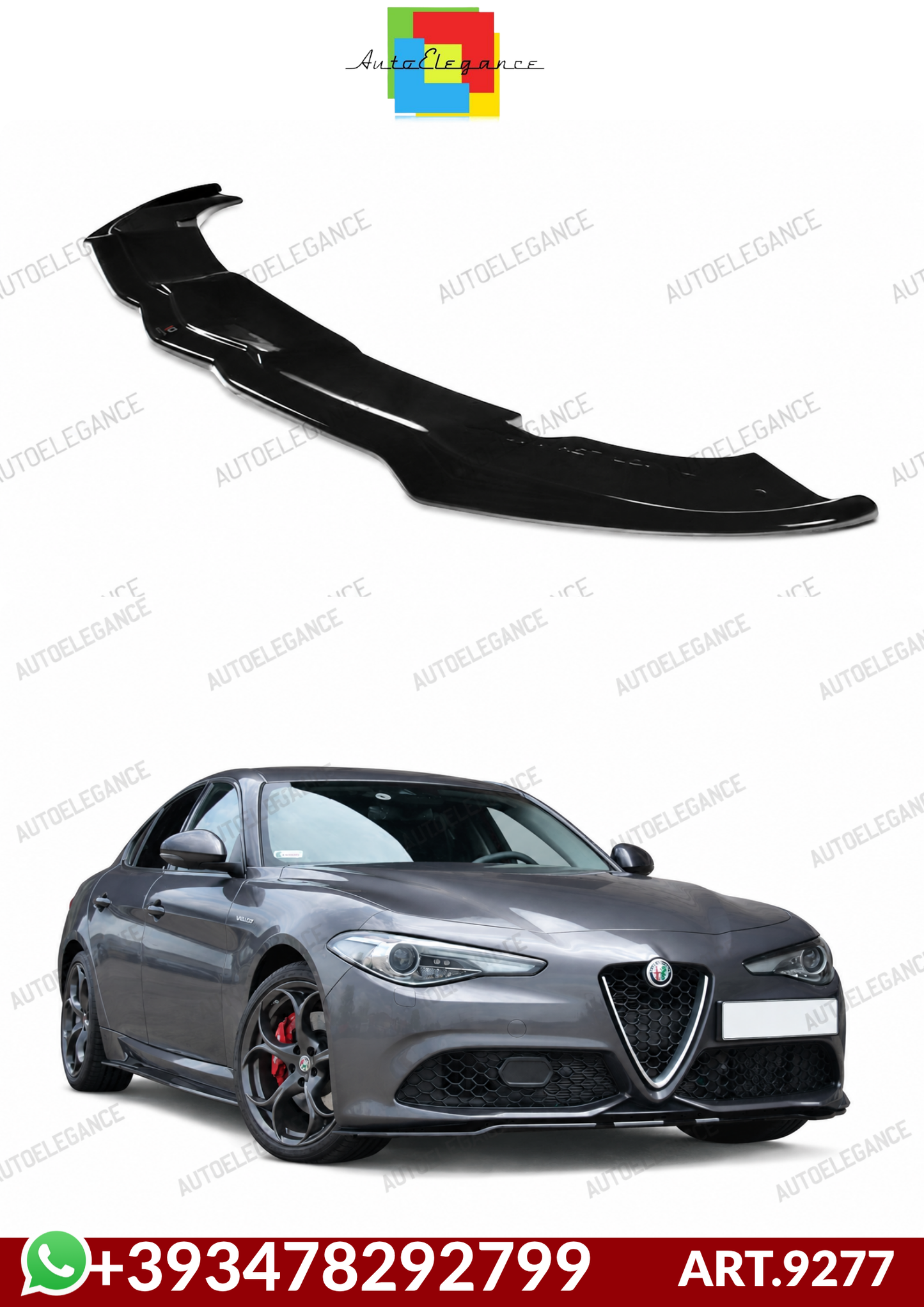 💕ART.9277 Splitter  V1 Nero Lucido  Alfa Romeo Giulia Veloce 2015-2019💕