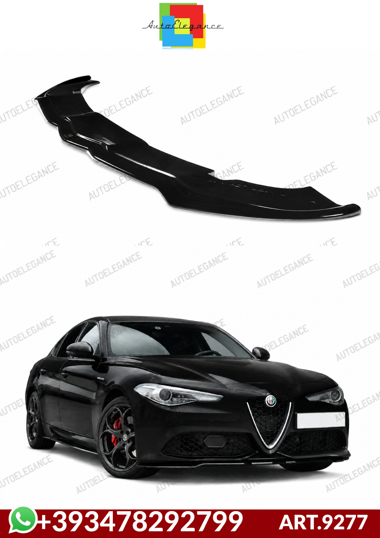 💕ART.9277 Splitter  V1 Nero Lucido  Alfa Romeo Giulia Veloce 2015-2019💕