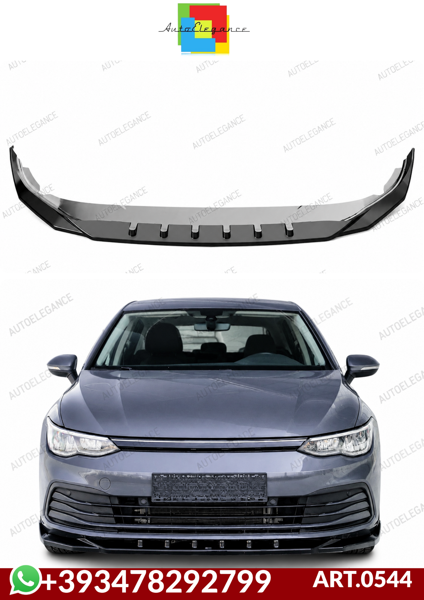 💕ART.0544 SPLITTER VW GOLF 8 2019-2024 STANDARD NERO LUCIDO 💕