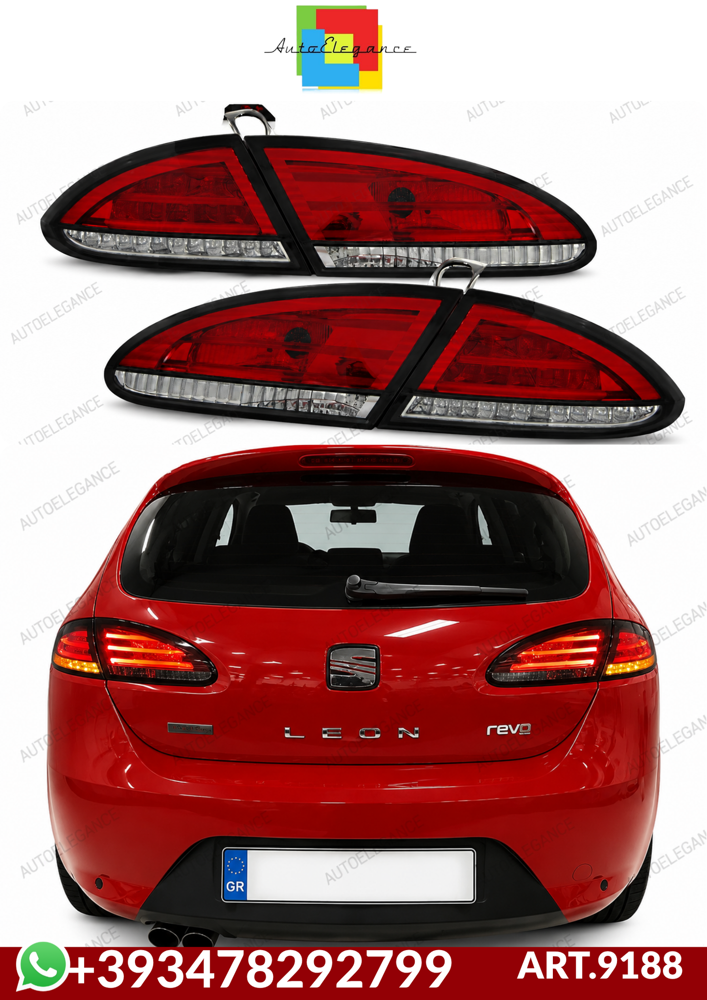 💕ART.9188 Fanali Posteriori LED ROSSI FUMÉ SEAT LEON 06.05-09💕