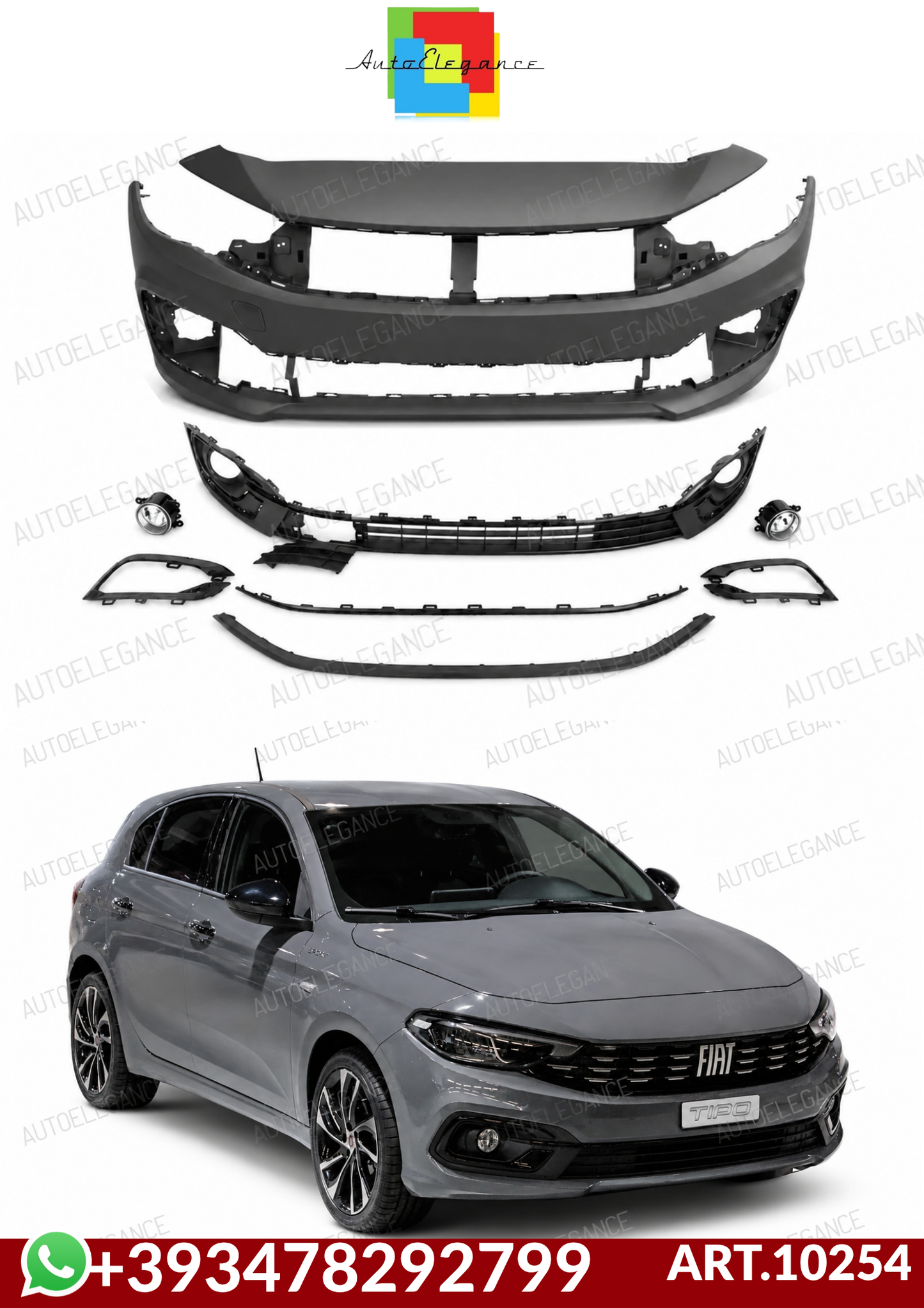 💕ART.10254  PARAURTI  ANTERIORI FIAT TIPO 356 (2021-2026) NERO💕