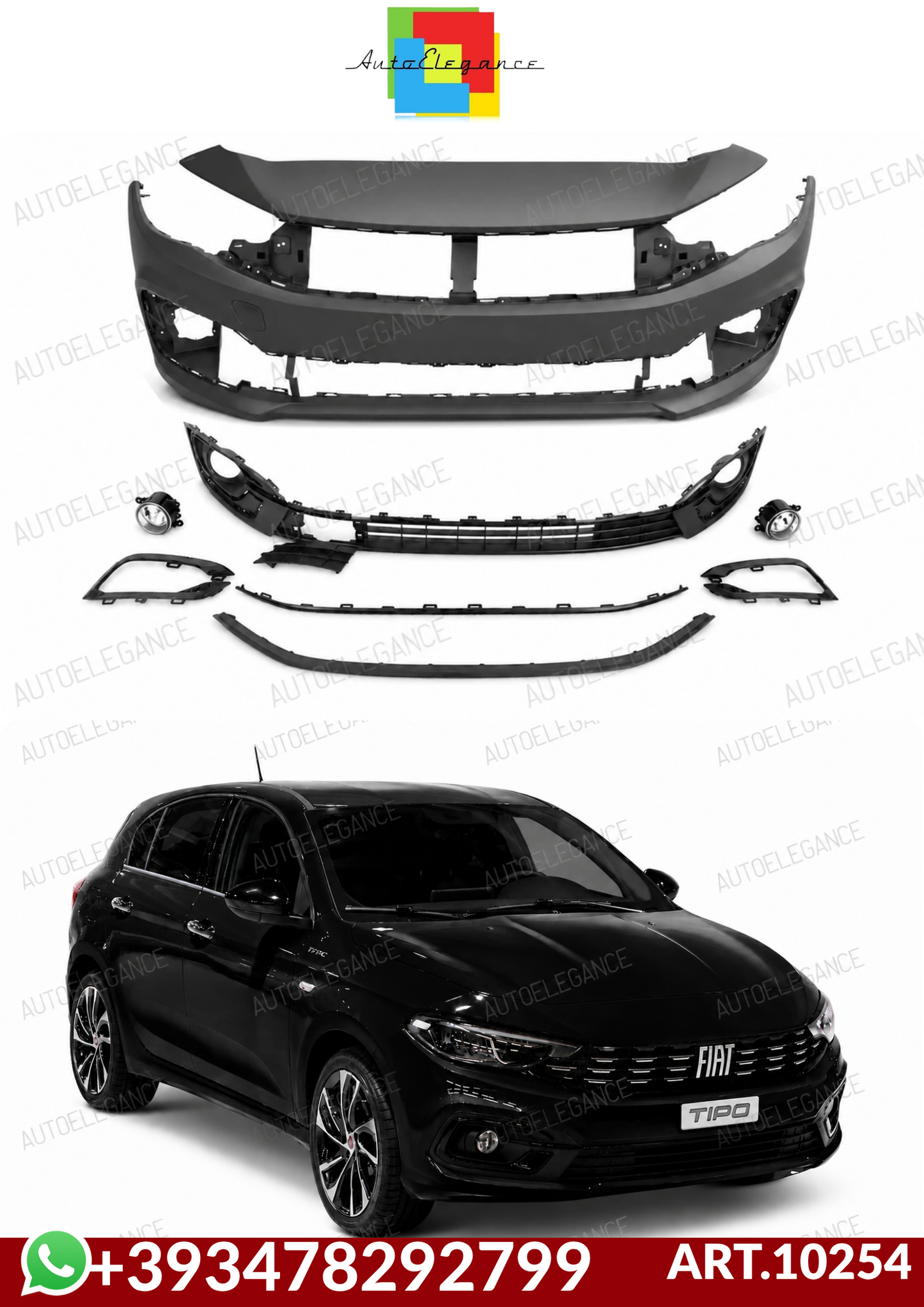 💕ART.10254  PARAURTI  ANTERIORI FIAT TIPO 356 (2021-2026) NERO💕