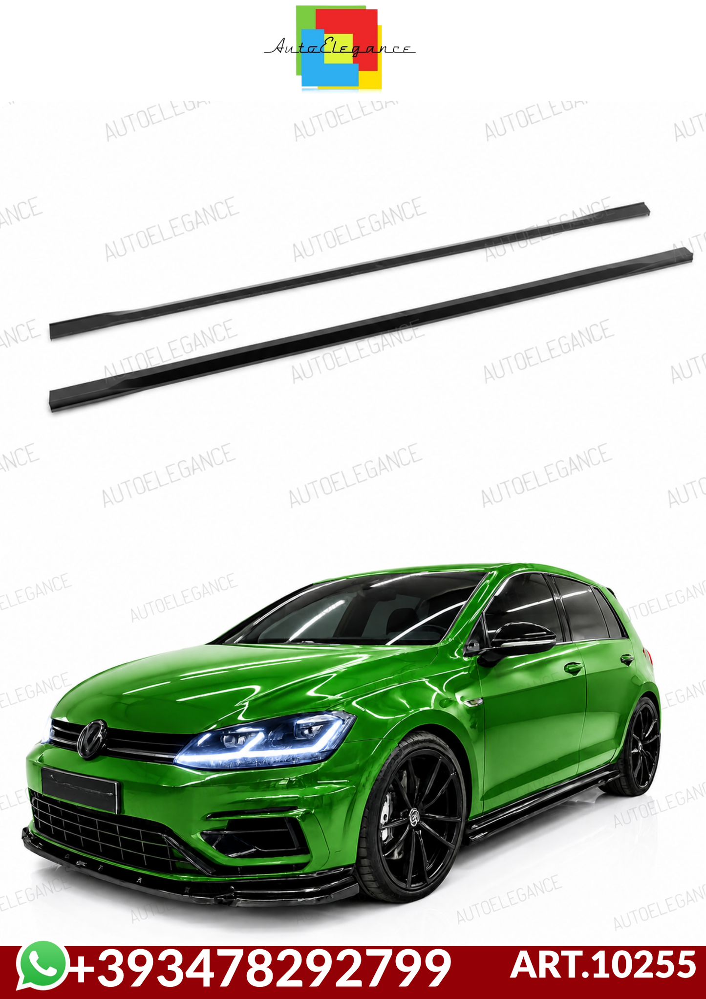 💕ART.10255 SOTTO  MINIGONNE Volkswagen Golf Mk7 Facelift R-Line NERO LUCIDO💕