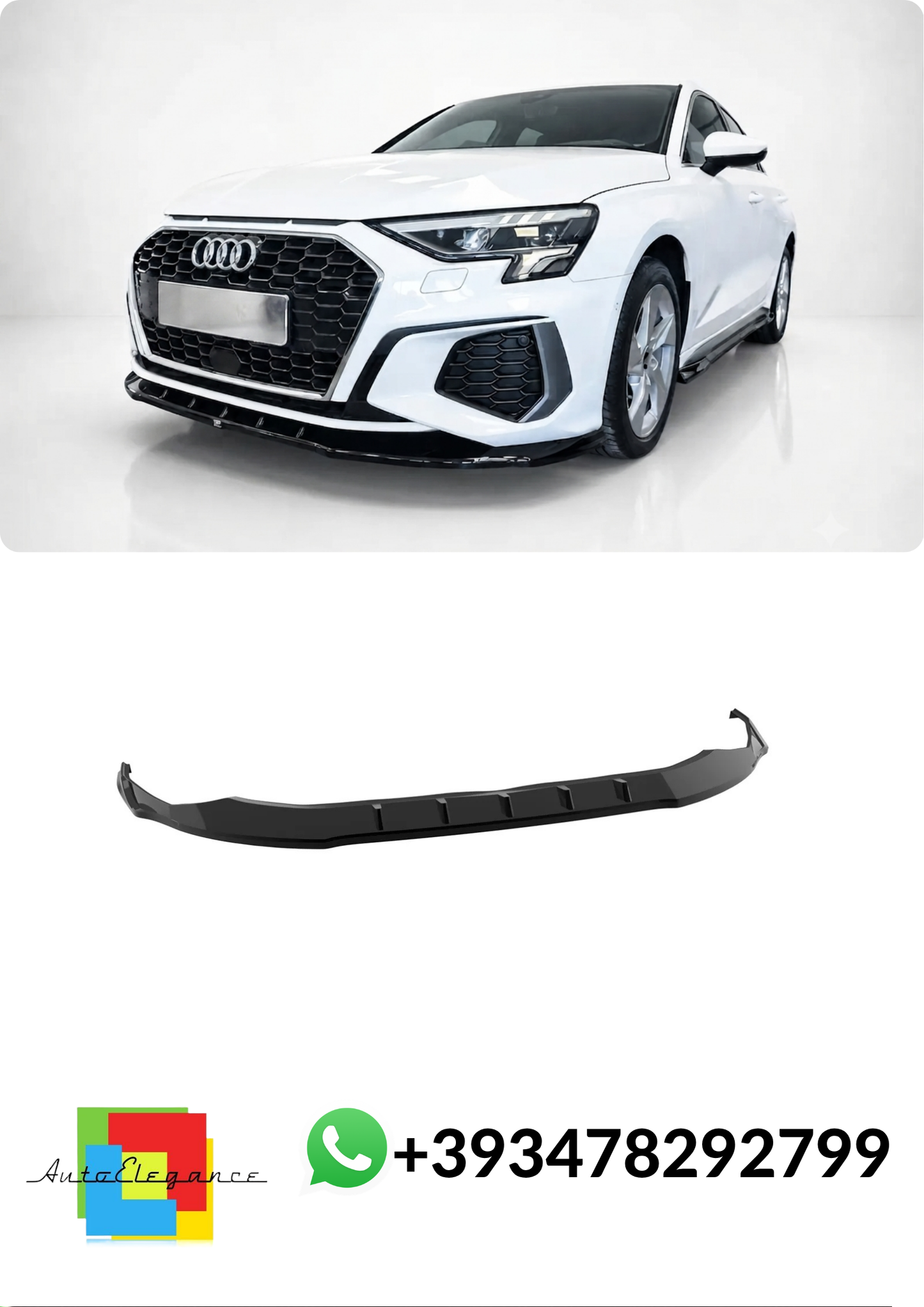 💕Splitter ANTERIORE Audi S3 / A3 S-Line 8Y Nero LUCIDO💕