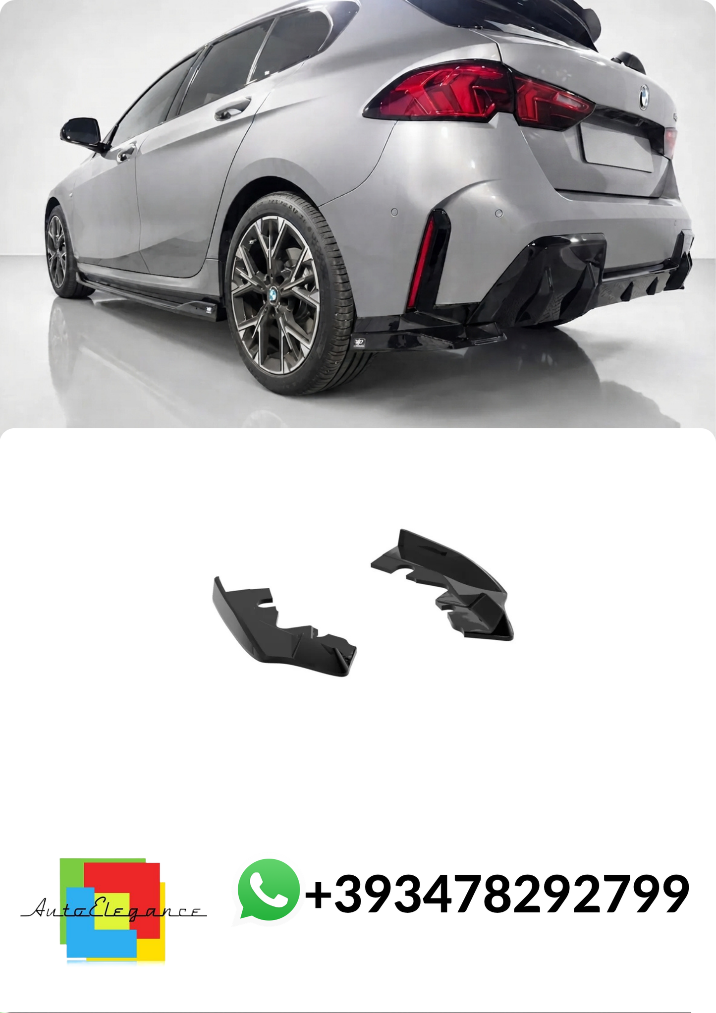 💕Splitter FLAP POSTERIORE BMW 1 Series F70 M-Pack Nero LUCIDO💕