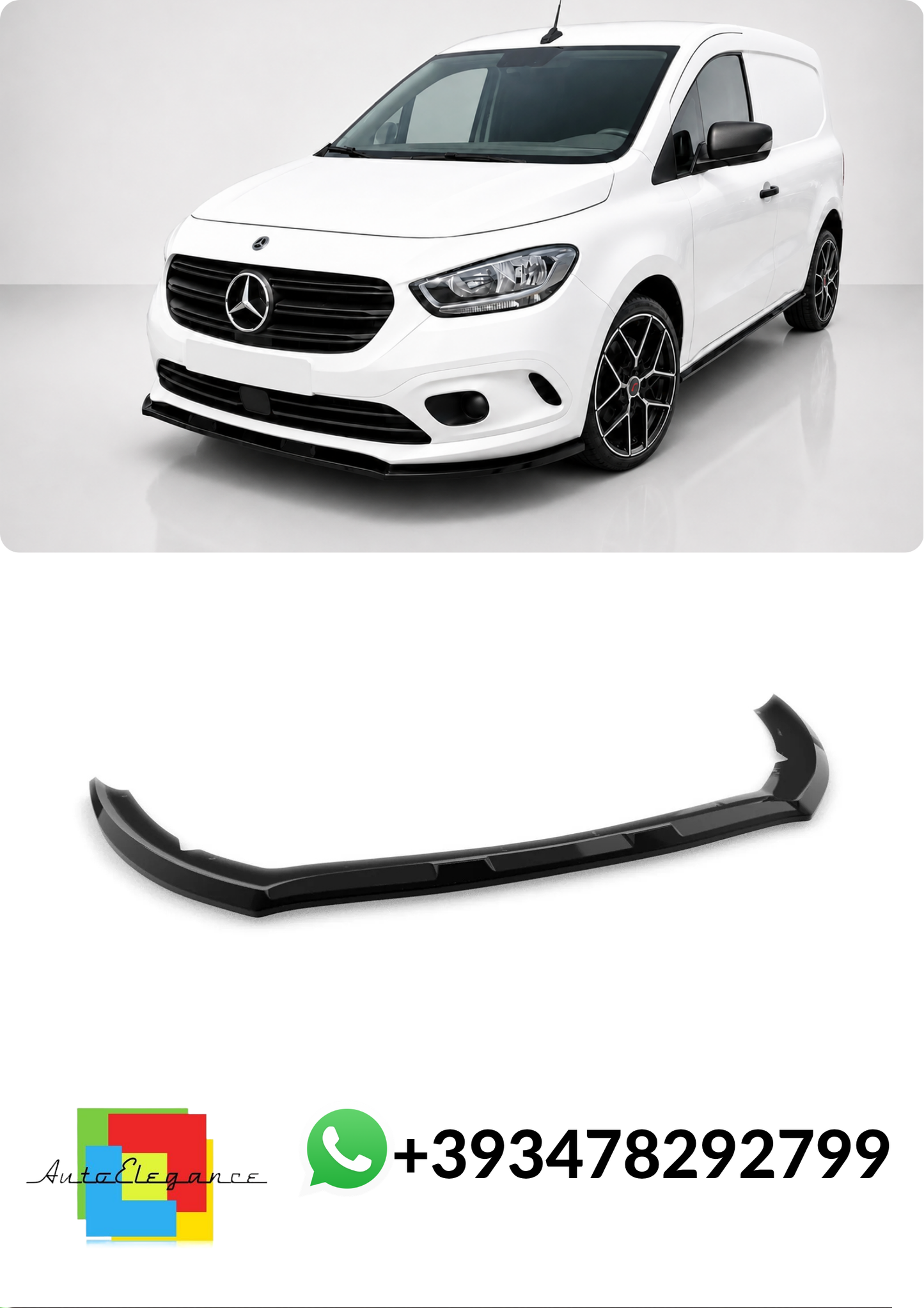 💕Splitter ANTERIORE Mercedes Citan Mk2 Nero LUCIDO💕