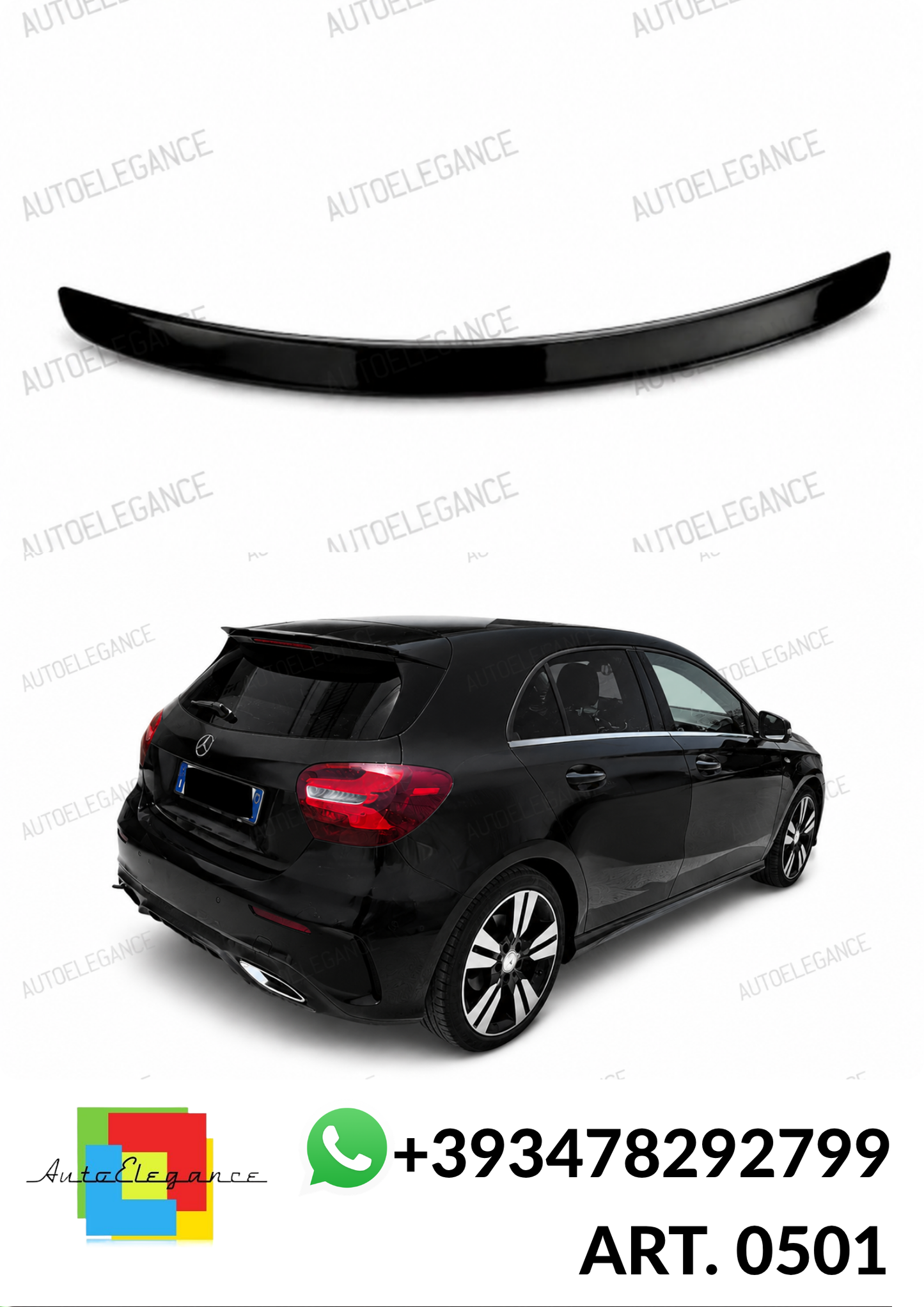 💕0501 SPOILER ADATTO PER MERCEDES CLASSE A W176 2012-2018 NERO LUCIDO💕 (Copia)