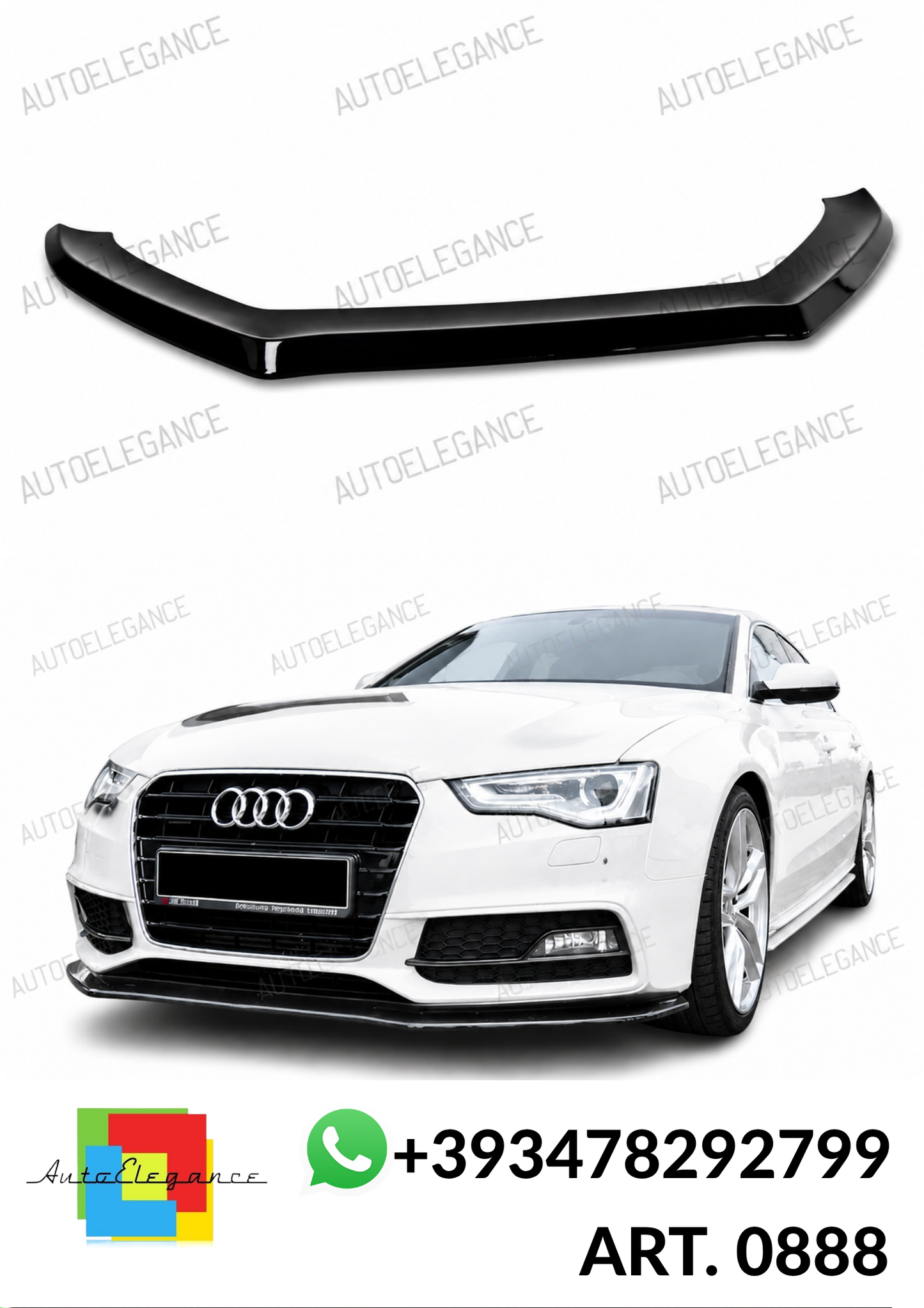 💕ART. 0888 SPLITTER AUDI A5 8T 2011-2016 S-LINE S5 NERO LUCIDO💕