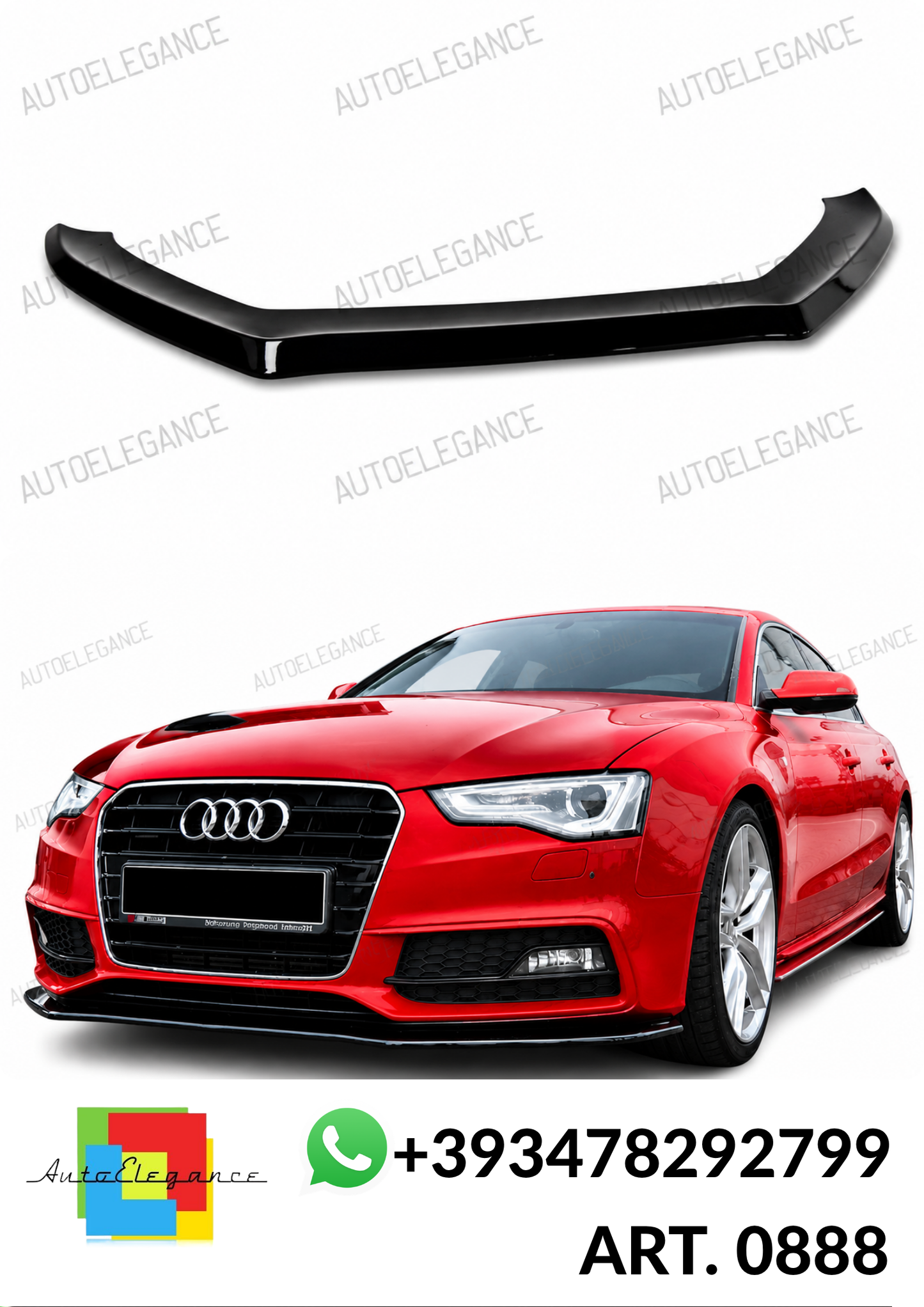 💕ART. 0888 SPLITTER AUDI A5 8T 2011-2016 S-LINE S5 NERO LUCIDO💕