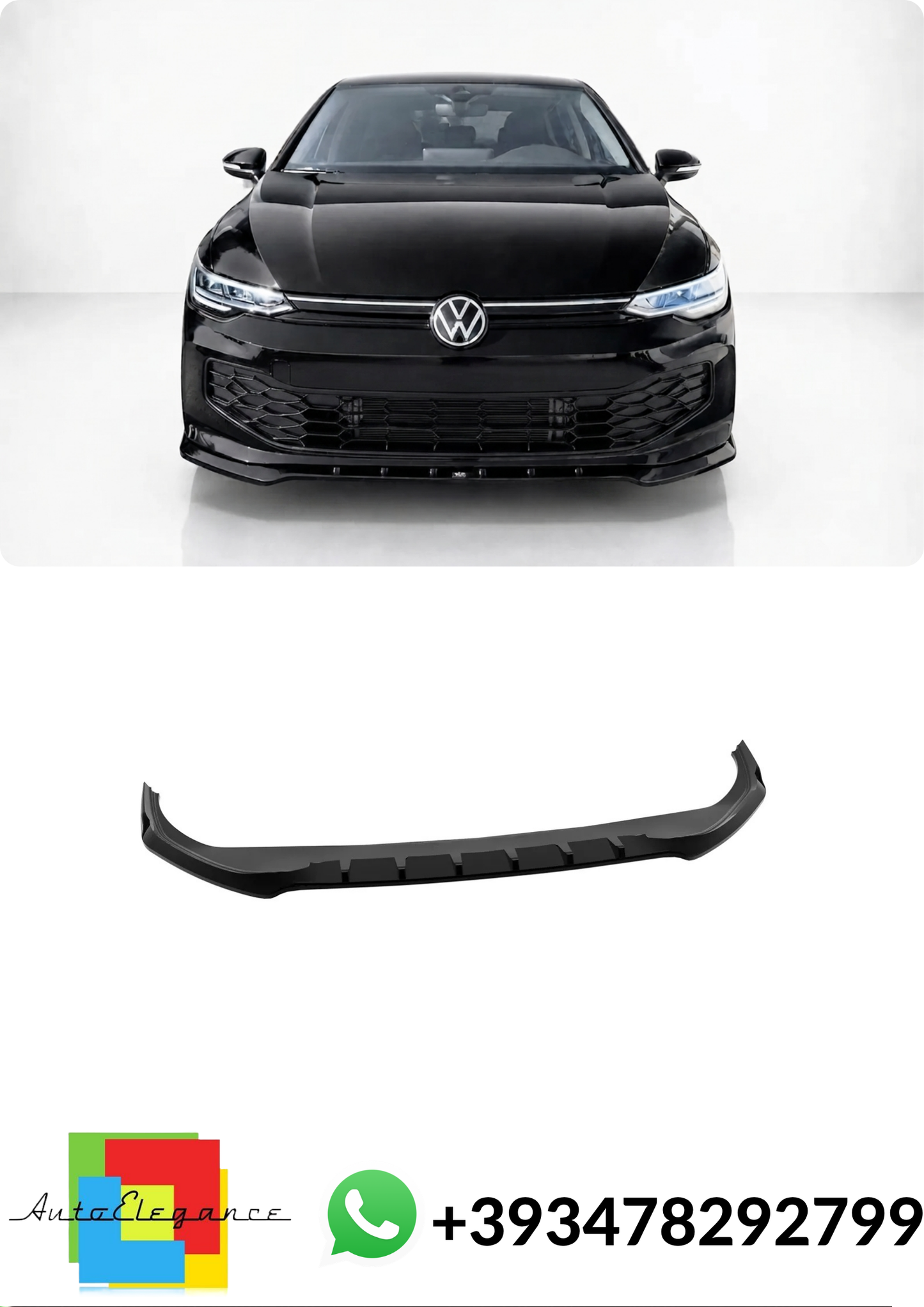 💕Splitter ANTERIORE Volkswagen Golf Mk8 Facelift Nero Lucido💕