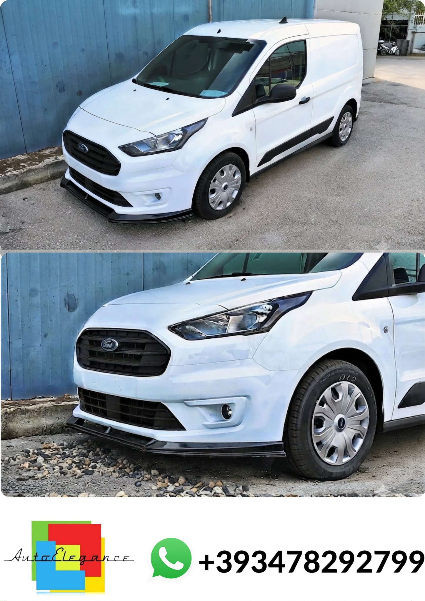 💕Splitter ANTERIORE Ford Transit Connect Mk2 Facelift Nero Lucido💕