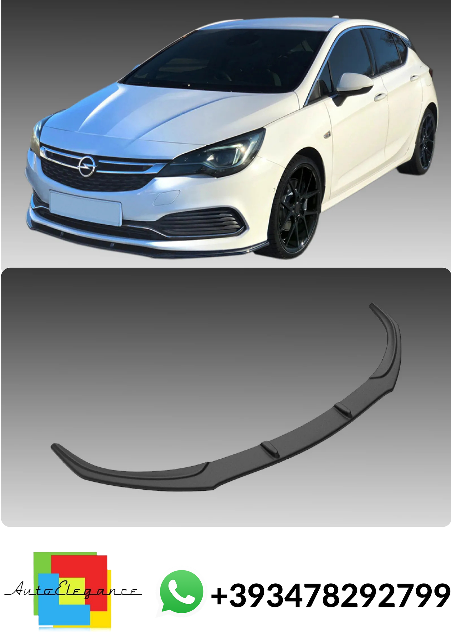 💕Splitter ANTERIORE Opel Astra K OPC Line Nero Lucido💕