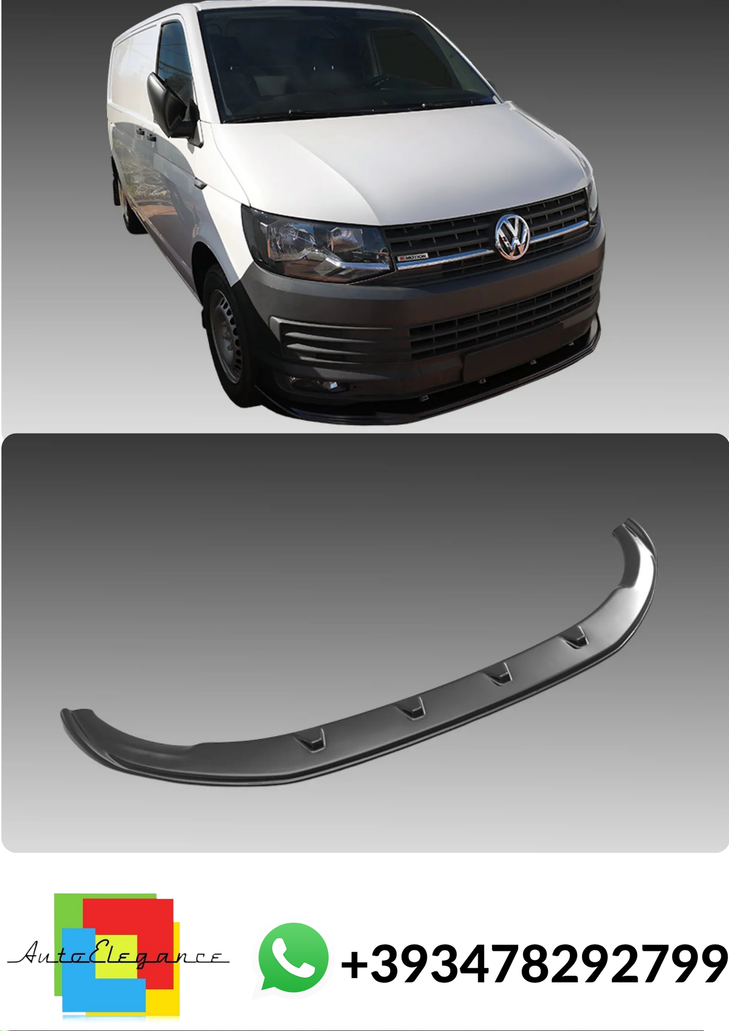 💕Splitter ANTERIORE Volkswagen T6 Standard Bumper Nero Lucido💕