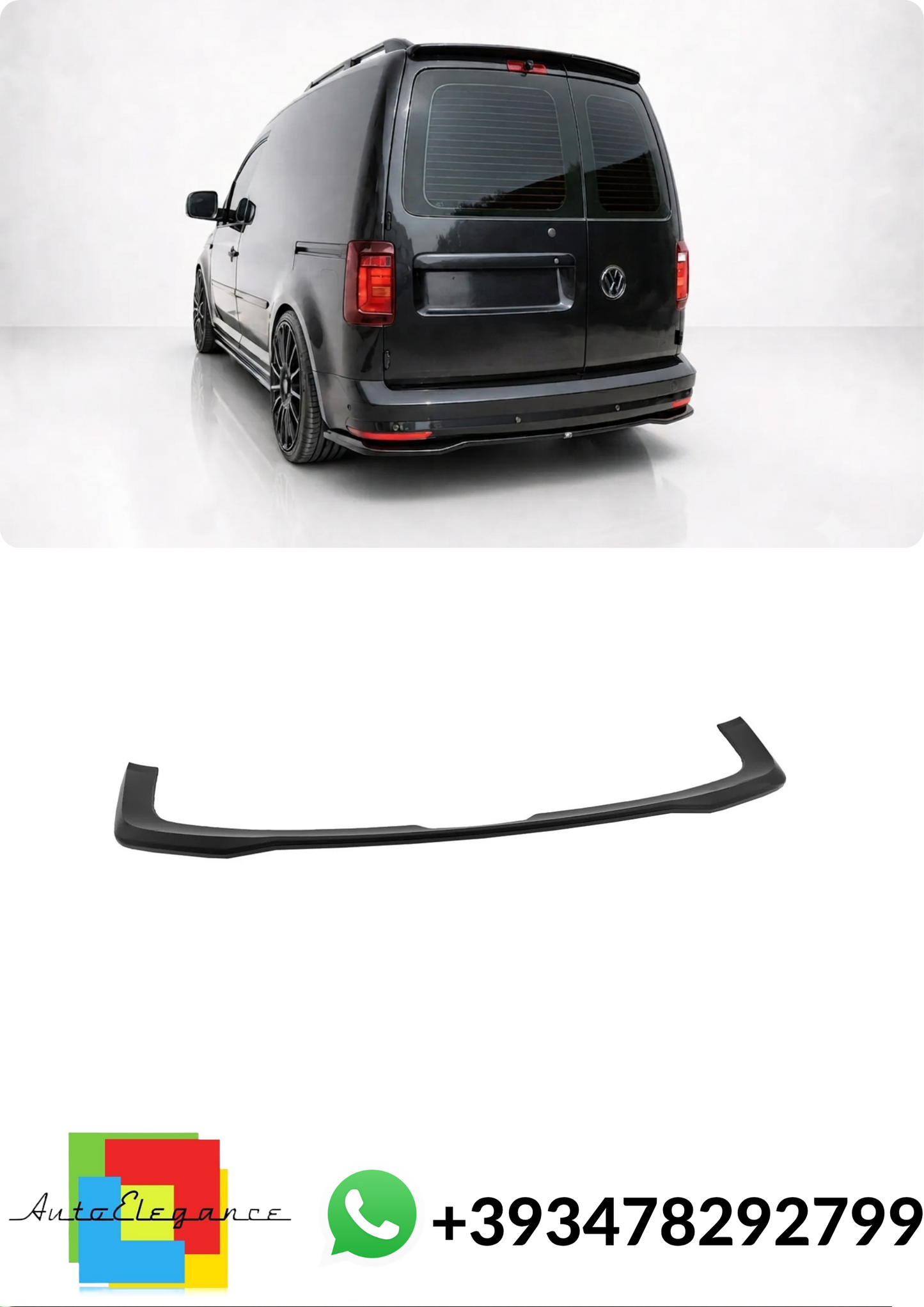 💕Splitter POSTERIORE Volkswagen Caddy Mk4 Nero Lucido💕