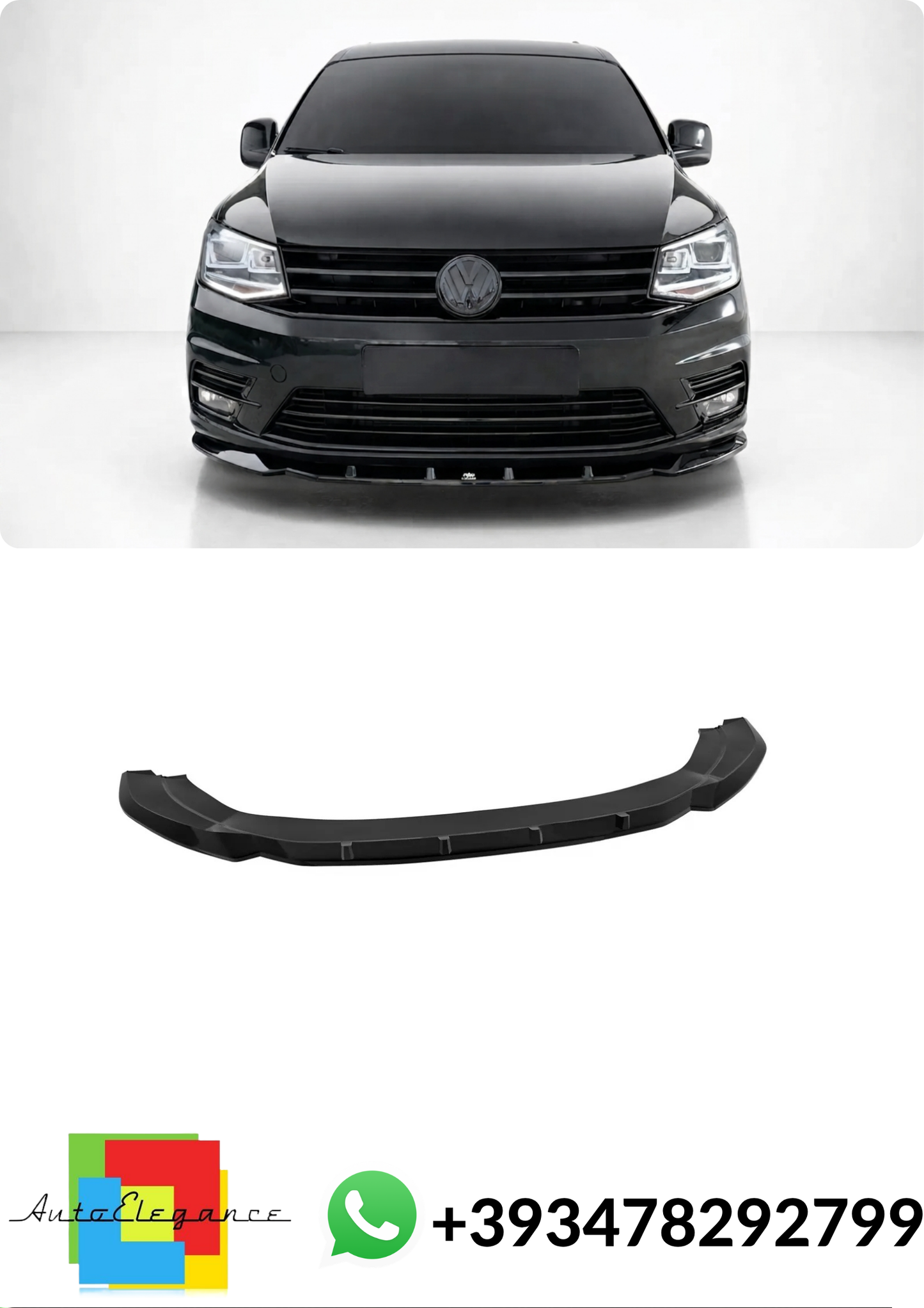 💕Splitter ANTERIORE V.2 Volkswagen Caddy Mk4 Nero Lucido💕
