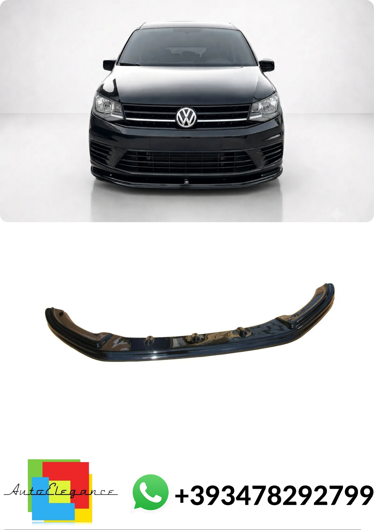 💕Splitter ANTERIORE V.1 Volkswagen Caddy Mk4 Nero Lucido💕