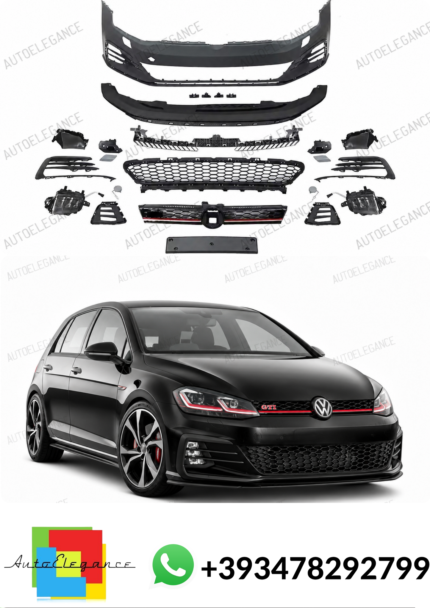 💕ART.10272 PARAURTI ANTERIORI  GTI 7.5 Look LED DRL VW Golf 7 12-16💕