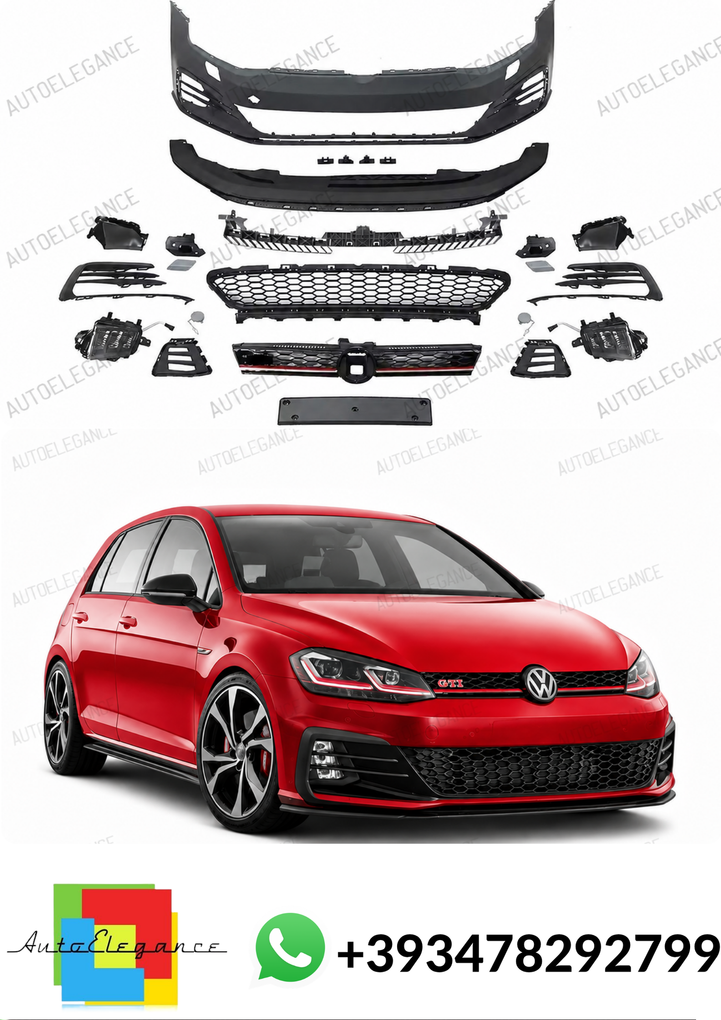 💕ART.10272 PARAURTI ANTERIORI  GTI 7.5 Look LED DRL VW Golf 7 12-16💕