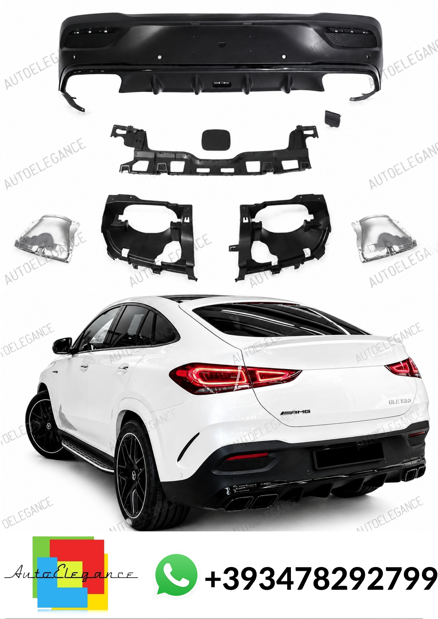 💕ART.10281 DIFFUSORI GLE63 AMG Look Mercedes GLE Coupe C167 2019+💕