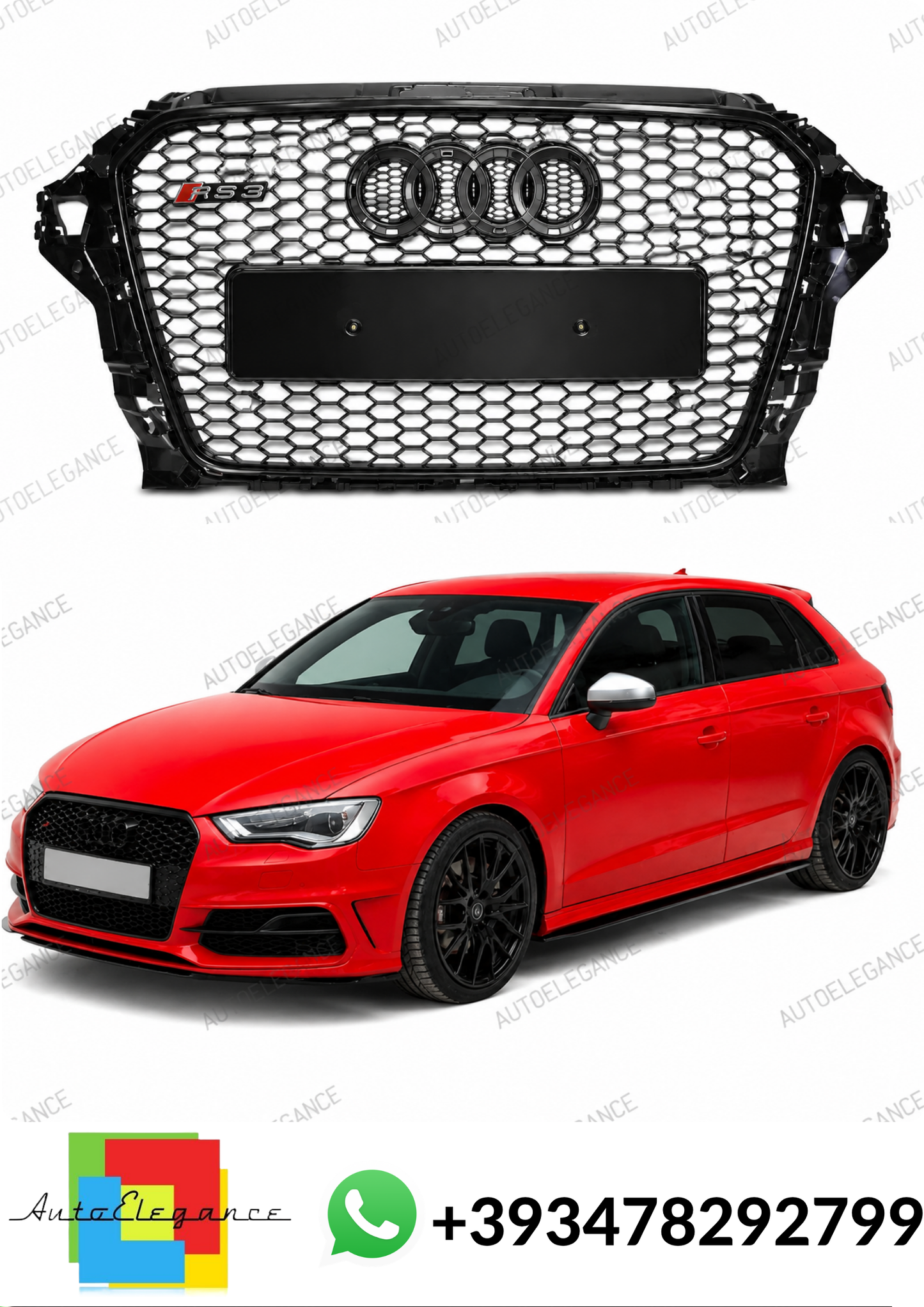 💕ART.0581 GRIGLIA AUDI A3 8V 2012-2016 LOOK RS3 NERO 💕