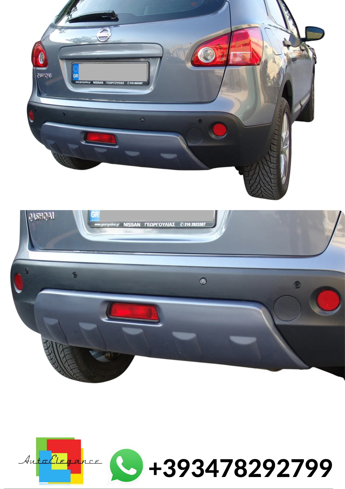 💕DIFFUSORE POSTERIORE con sensori Nissan Qashqai J10 Nero Lucido💕