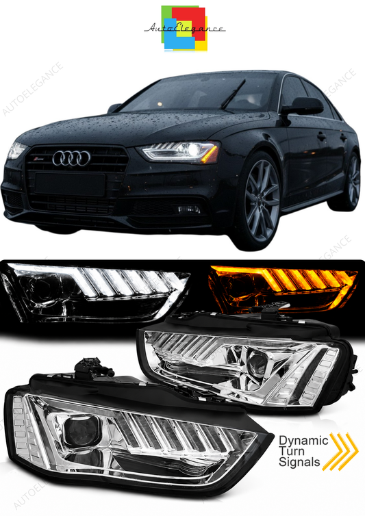 💕 Fari Anteriori Adatto per Audi A4 B8 2012-2015 Xenon LED Seq Cromato 💕