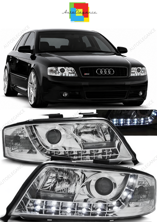 💕 Fari Anteriori Adatto per Audi A6 C5 2001-2004 Daylight Cromato 💕