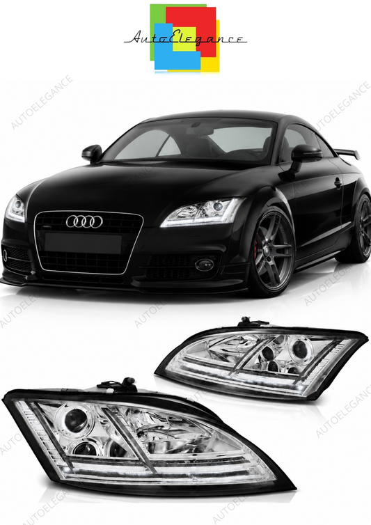 💕 Fari Anteriori Adatto per Audi TT 8J 2006-2010 LED Seq Cromato 💕