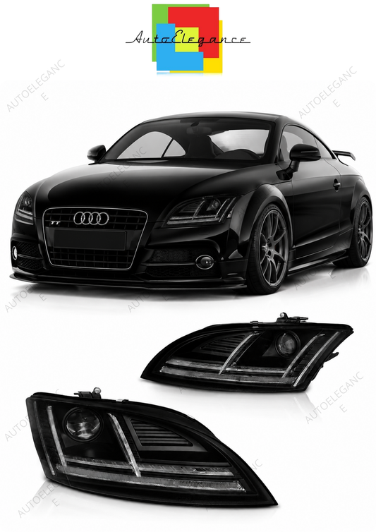 💕 Fari Anteriori Adatto per Audi TT 8J 2010-2014 Xenon LED DRL Seq Nero 💕