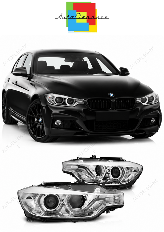 💕 Fari Anteriori Adatto per BMW F30 F31 11-15 Xenon Angel Eyes LED DRL Cromati 💕