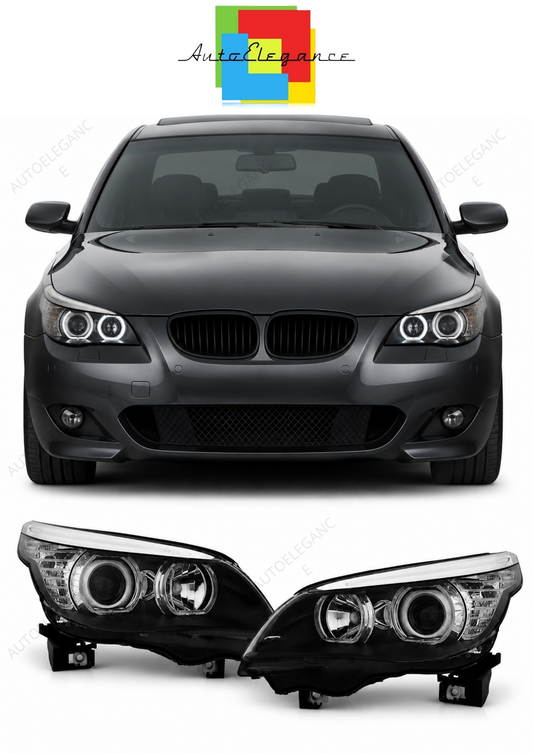 💕 Fari Anteriori Adatto per BMW E60 E61 03-07 Angel Eyes LED Neri 💕