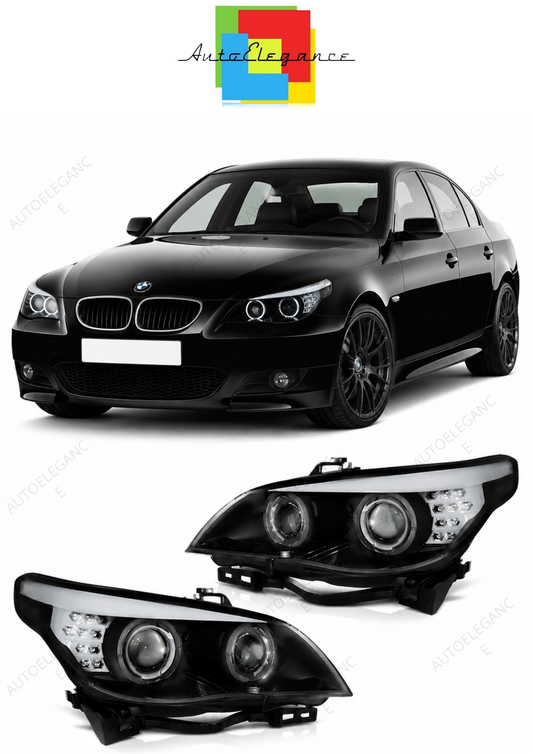 💕 Fari Anteriori Adatto per BMW E60 E61 03-04 Angel Eyes Xenon Neri 💕