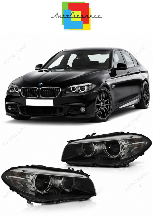 💕 Fari Anteriori Adatto per BMW F10 F11 10-07.13 Xenon DRL Angel Eyes Neri 💕