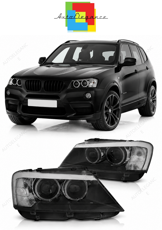 💕 Fari Anteriori Adatto per BMW X3 F25 10-14 Angel Eyes LED Neri 💕
